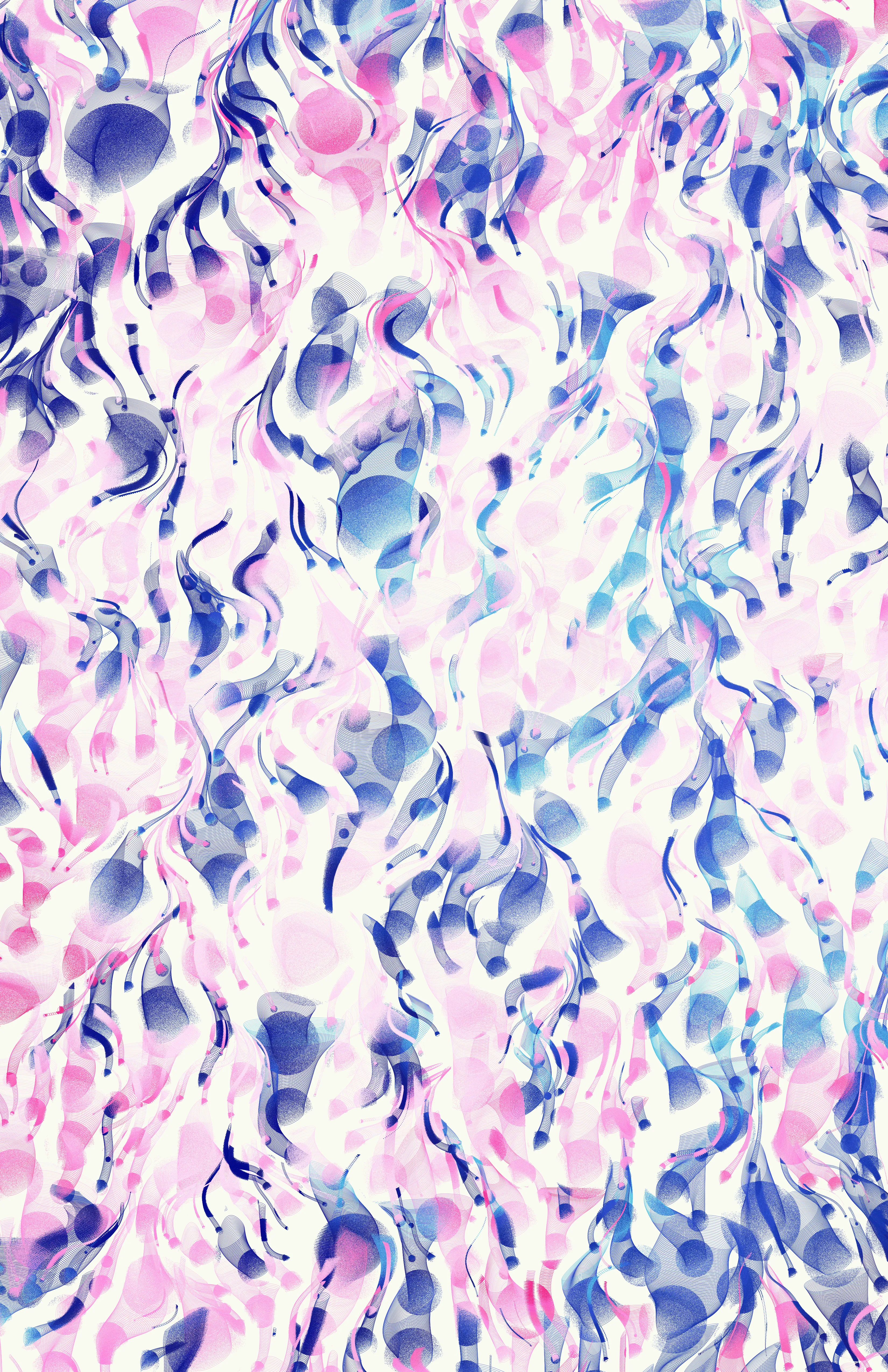 The Mass Synaptic Migration is a single-edition artwork produced by a generative algorithm. The wispy shapes and luminous colors remind me of that floating feeling of being lost in thought.

Year: 2019
Size: 3300 x 5100 px
Edition Info: #1 of 1 (unique)