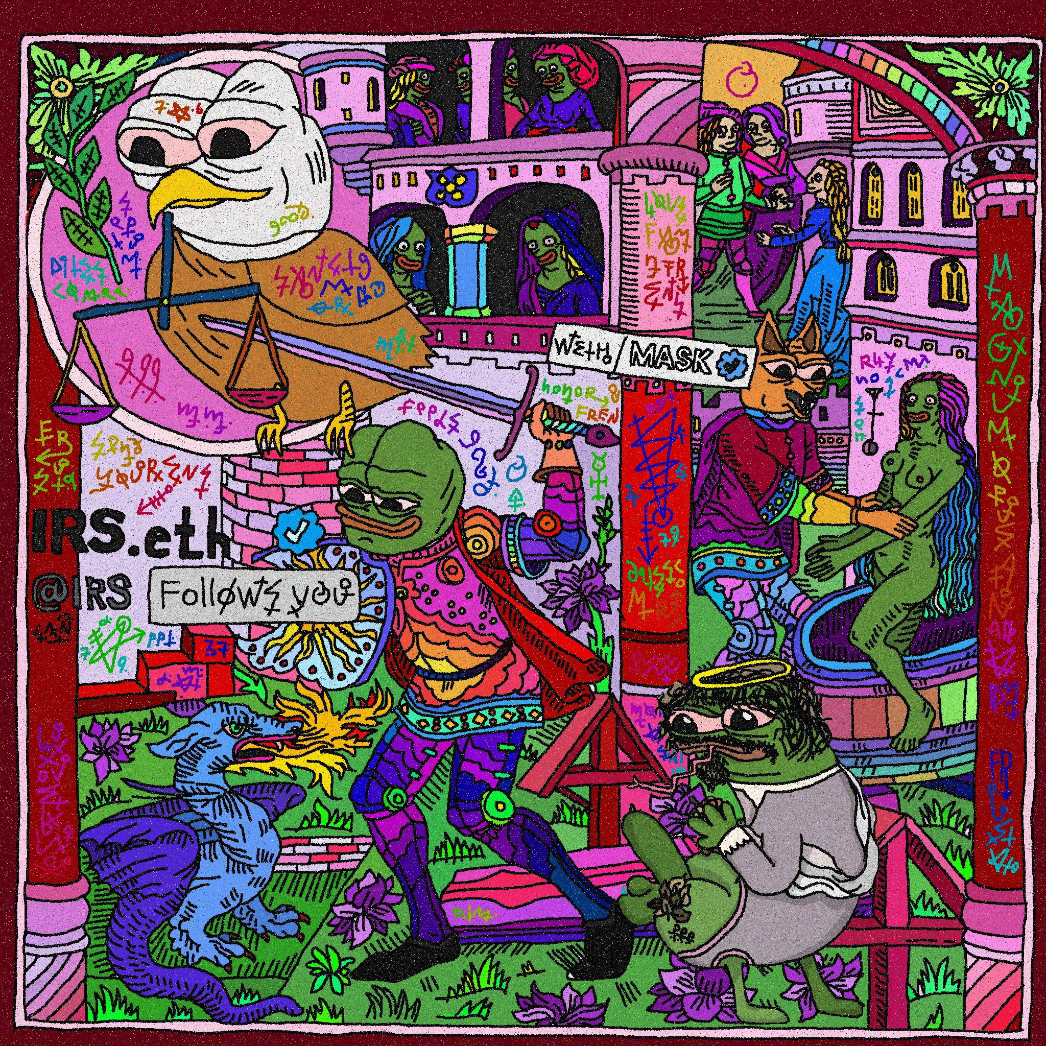 We've entered the IRS season, and the seasons of scams. Some will be rugged but some will grow stronger and enriched with fam and frens. Let the Dionysus in his most charming DickrButt form guide us. Stay true and value your memes and privacy. A 1/1 page of Grimemeire probably last one in 2021, frens.