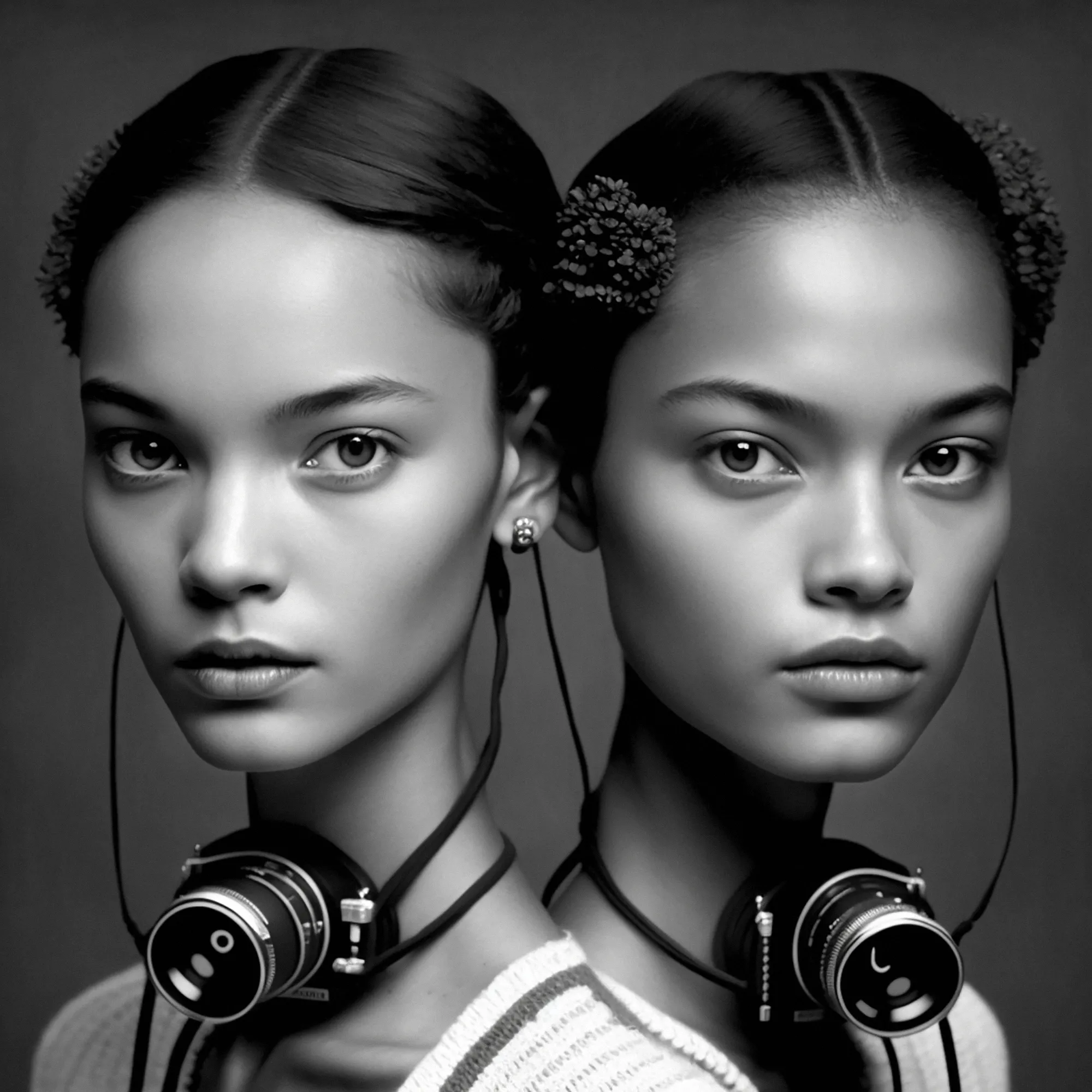 Traces of Truth comprises 500 portraits of twins, each adorned with cameras born of dystopian utility, as a universal metaphor for the tension between resemblance and recognition- asking questions about the camera’s influence on our culture, self-awareness, our subservience to its power, the nature of photography and our relationship to truth. All work copyright Barry Sutton 2023. Owner of this work may display for private or public use. No other rights are granted.