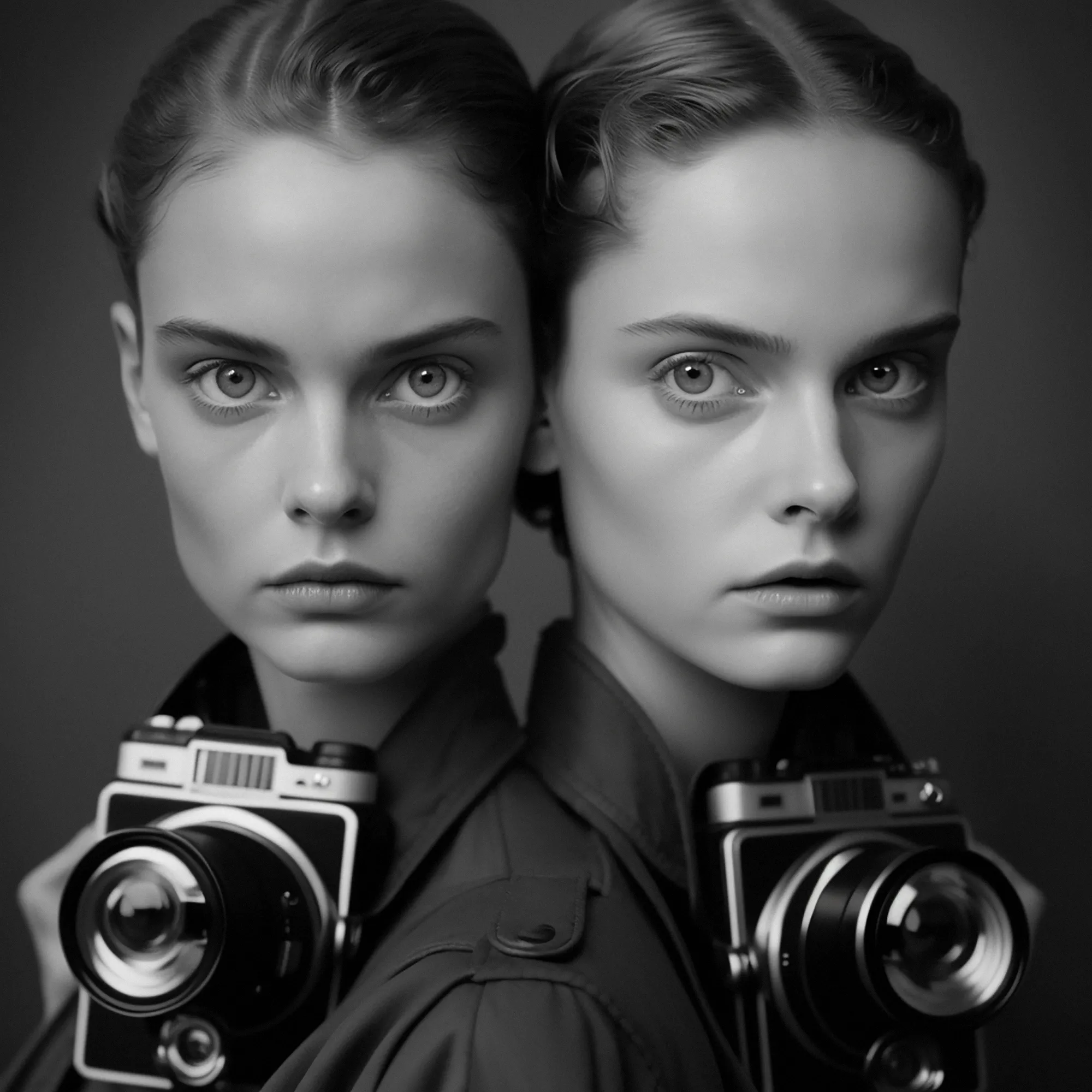 Traces of Truth comprises 500 portraits of twins, each adorned with cameras born of dystopian utility, as a universal metaphor for the tension between resemblance and recognition- asking questions about the camera’s influence on our culture, self-awareness, our subservience to its power, the nature of photography and our relationship to truth. All work copyright Barry Sutton 2023. Owner of this work may display for private or public use. No other rights are granted.