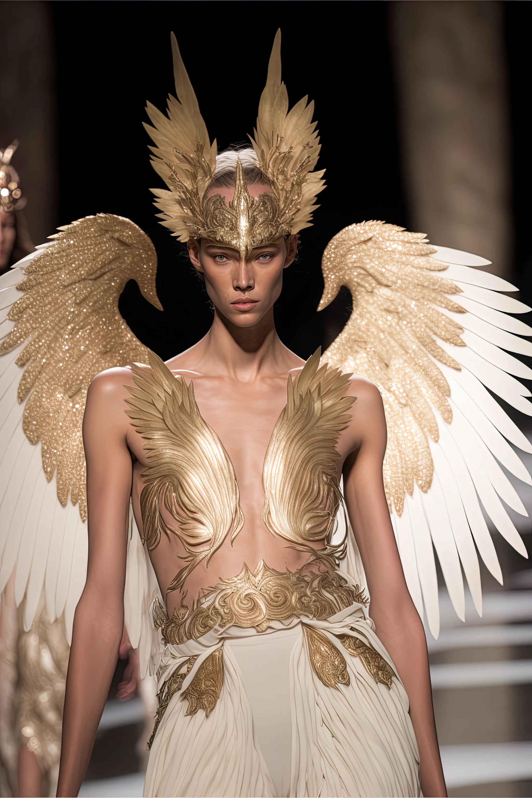 "The Goddess of Nike" is a photo-realistic piece of art created using Midjourney AI in 2023. 
The artwork is a photo of a fashion model who is dressed as the Greek Goddess of victory, Nike. 

This work offers a fresh and exciting perspective on the intersection of art and technology,  by combining modern technology with timeless mythology, and demonstrates the incredible potential of AI technology to create stunning and lifelike images.  
It also showcases the power of art to inspire and empower viewers, as the goddess of Nike was a symbol of victory and strength in ancient Greek mythology. 

The use of AI to create such a photo-realistic image is groundbreaking and opens up new possibilities for artists to explore. 
The piece also celebrates the power and beauty of women, as embodied by the Greek goddess Nike.


• AI Generator: Midjourney  
• Edition: 1/1  
• Year: 2023  
• Artist: Saeedshmhmdi  
• Dimensions (in pixels): 2048 x 3072