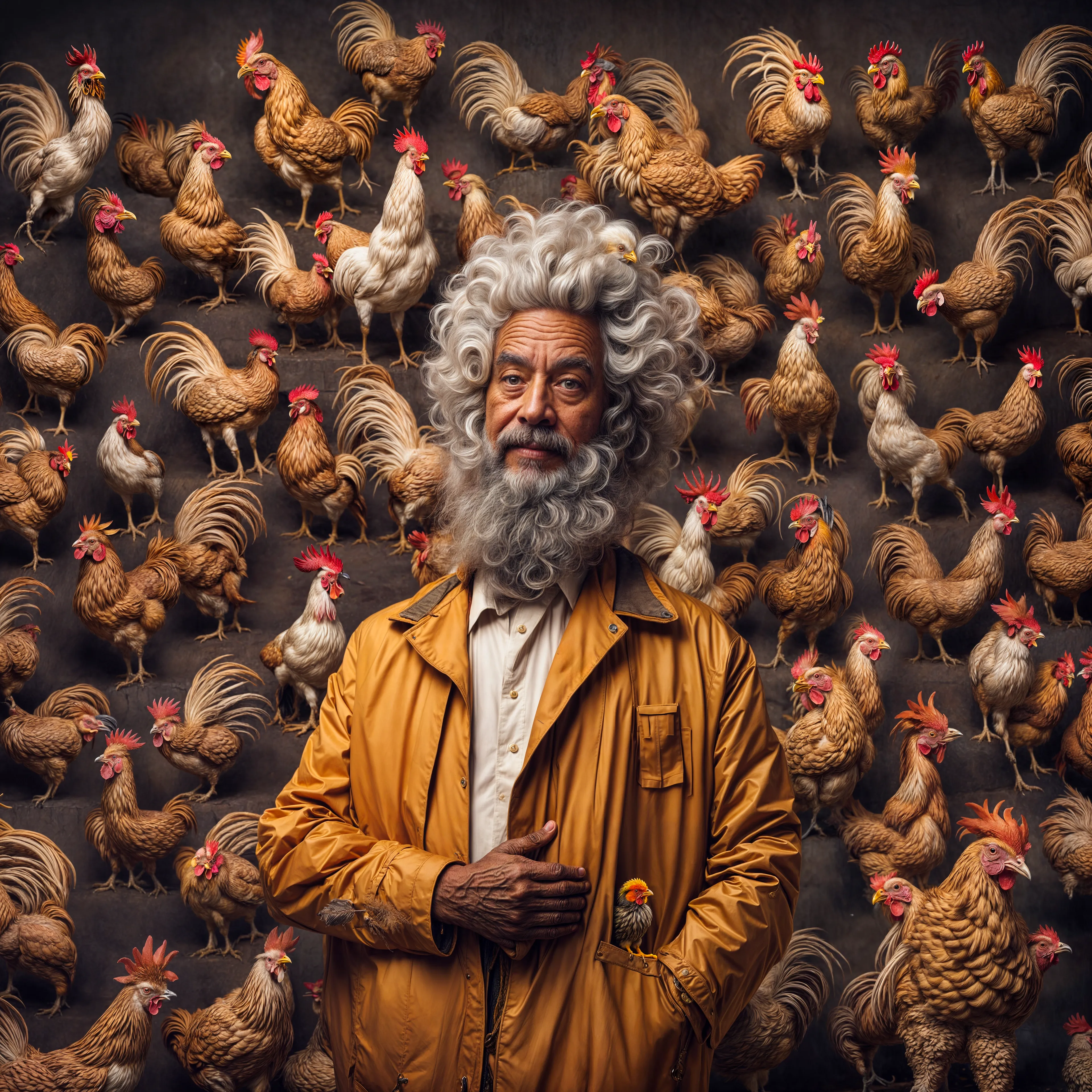 It's absurd; it's old men and roosters, and a reflection on how aging is a beautiful thing. 