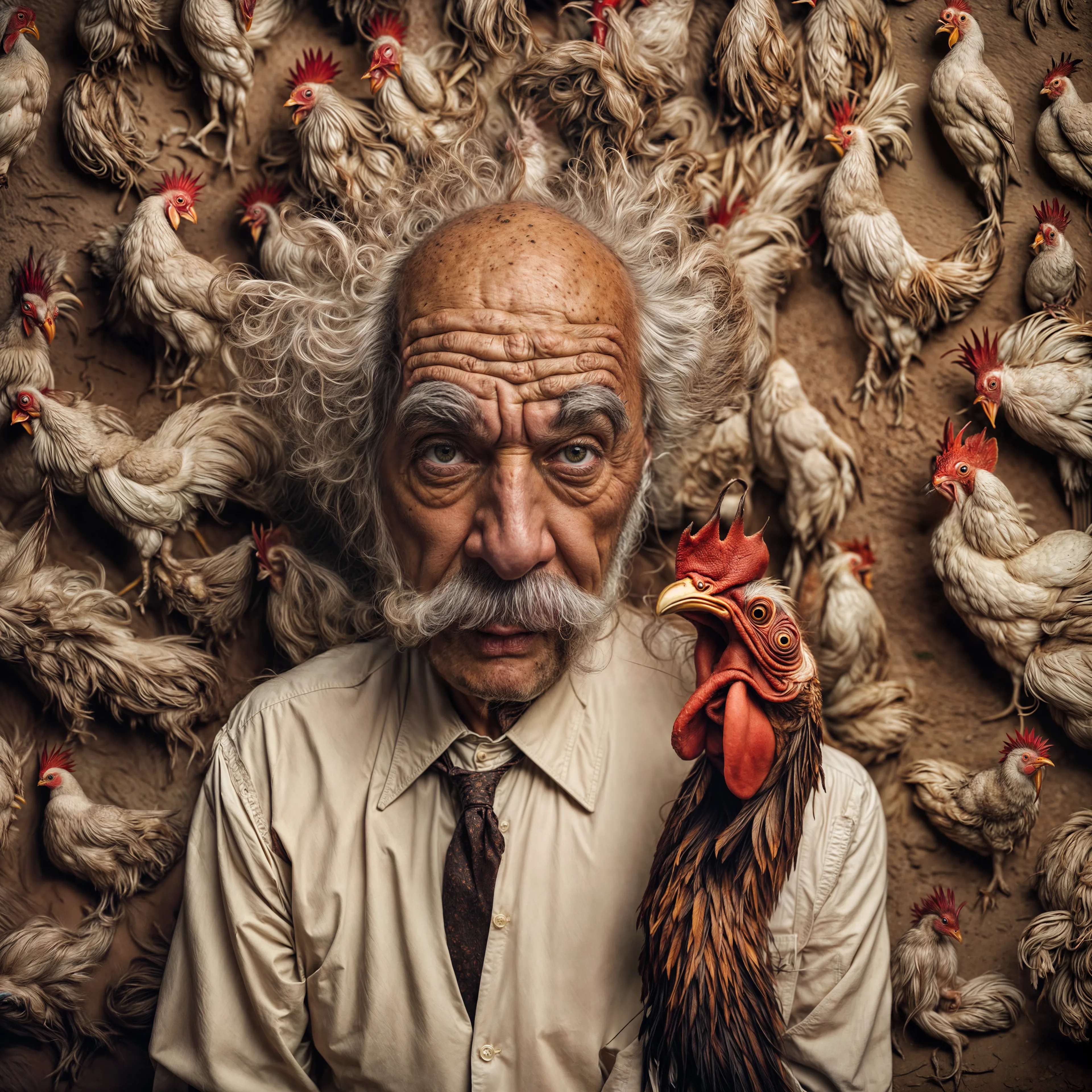 It's absurd; it's old men and roosters, and a reflection on how aging is a beautiful thing. 