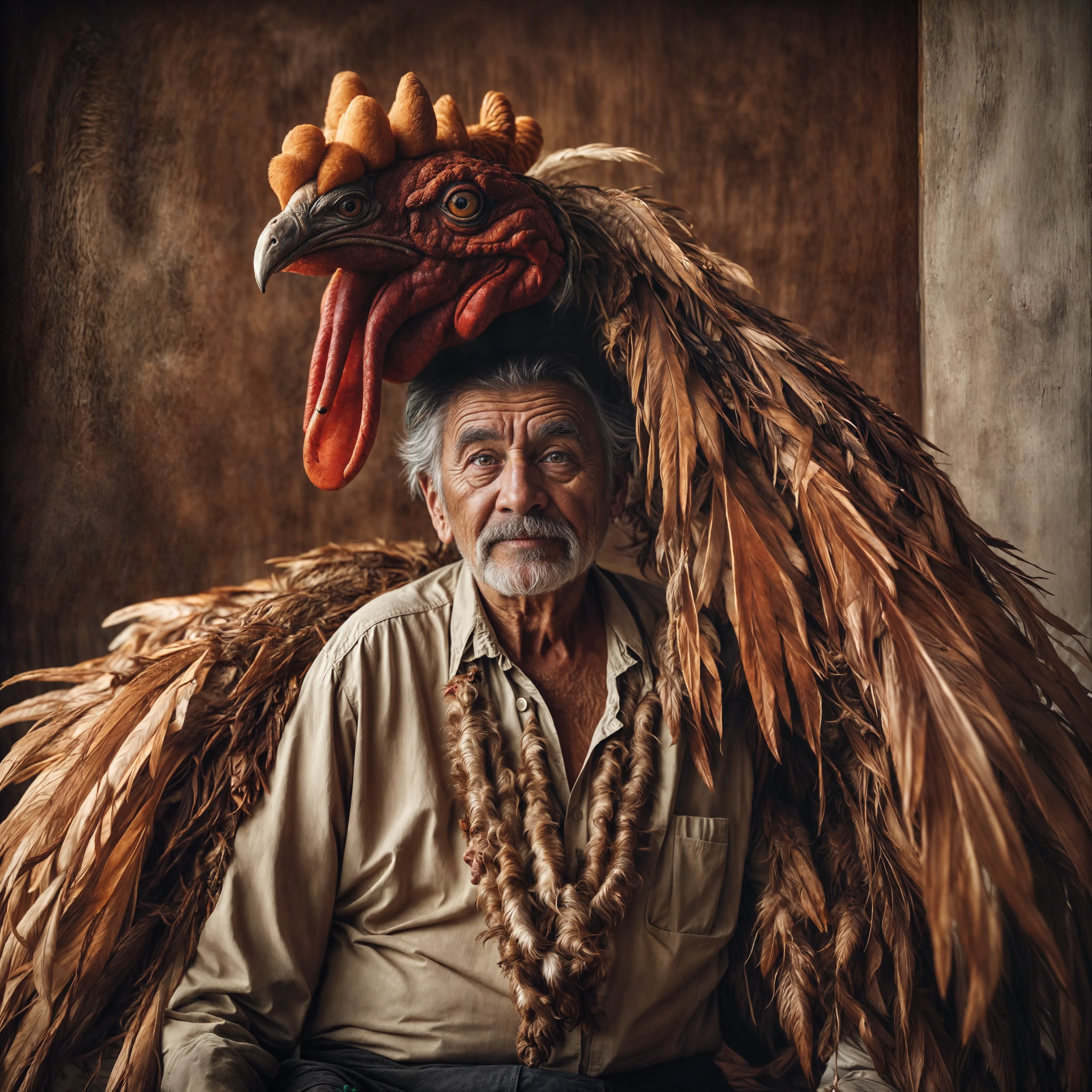 It's absurd; it's old men and roosters, and a reflection on how aging is a beautiful thing.