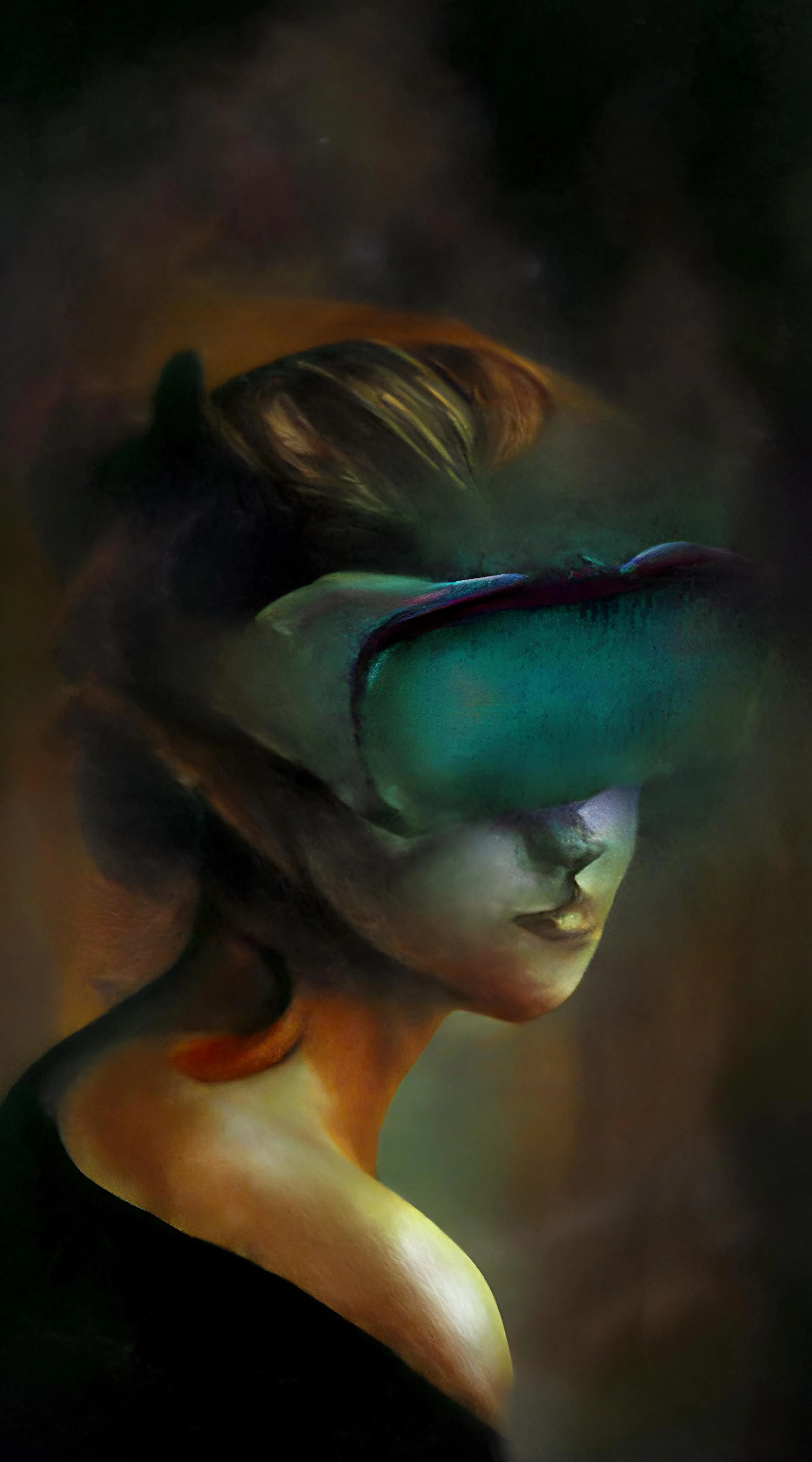Foresight
12500x22500px

A generative artwork created using speech recognition and machine learning to capture and visualise the spoken language in a collaboration between artist and machine.

Created using the input:
A portrait of one in the dark entranced. 
A digital foresight, in the dark enhanced.