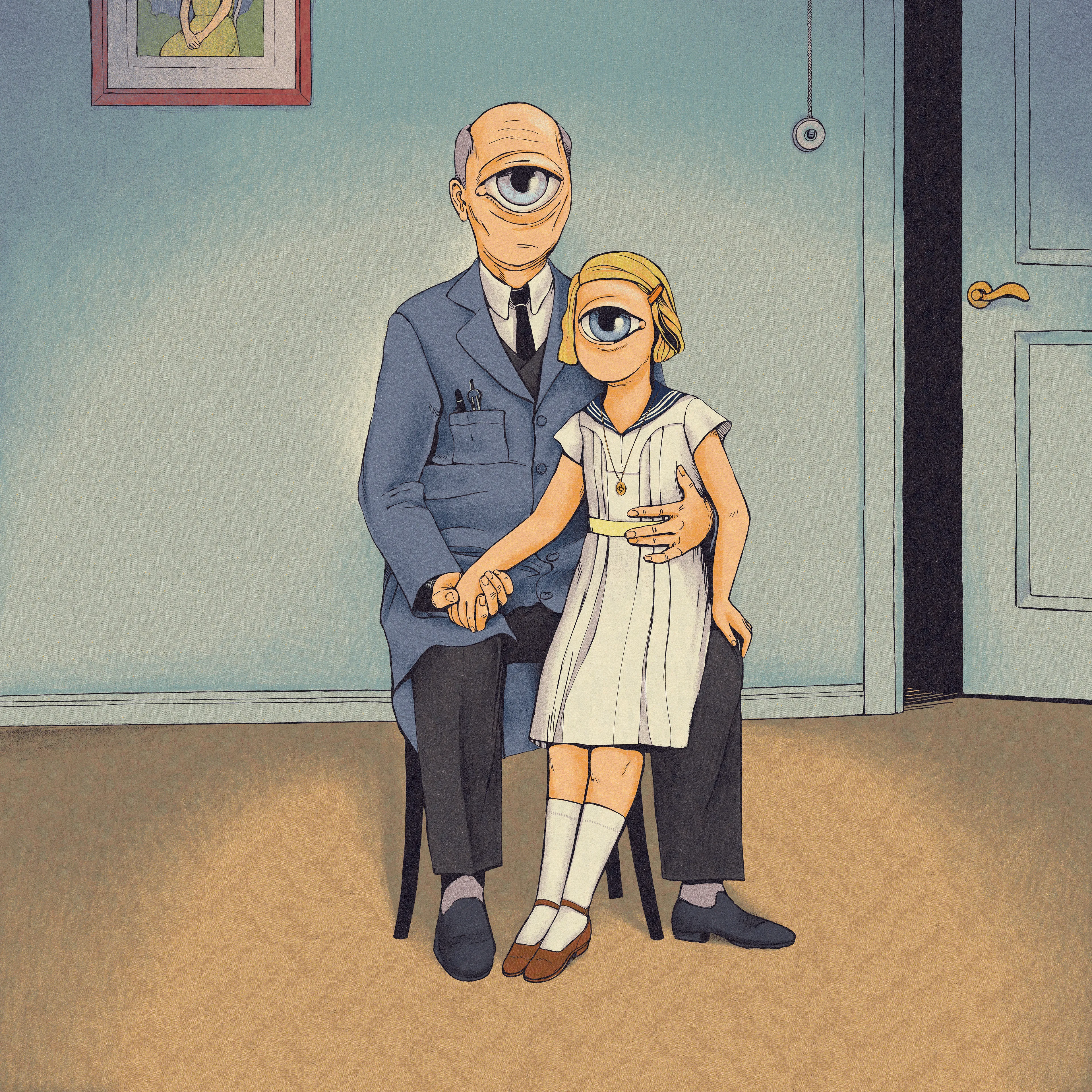 When her father was away for too long, she would sneak into his study and make herself comfortable on the floor, browsing through blueprints. 

╳╳╳

 Digital artwork, drawn by hand. The colours and textures were derived from processed paper ephemera.  Original size: 6000×6000 px, jpeg.