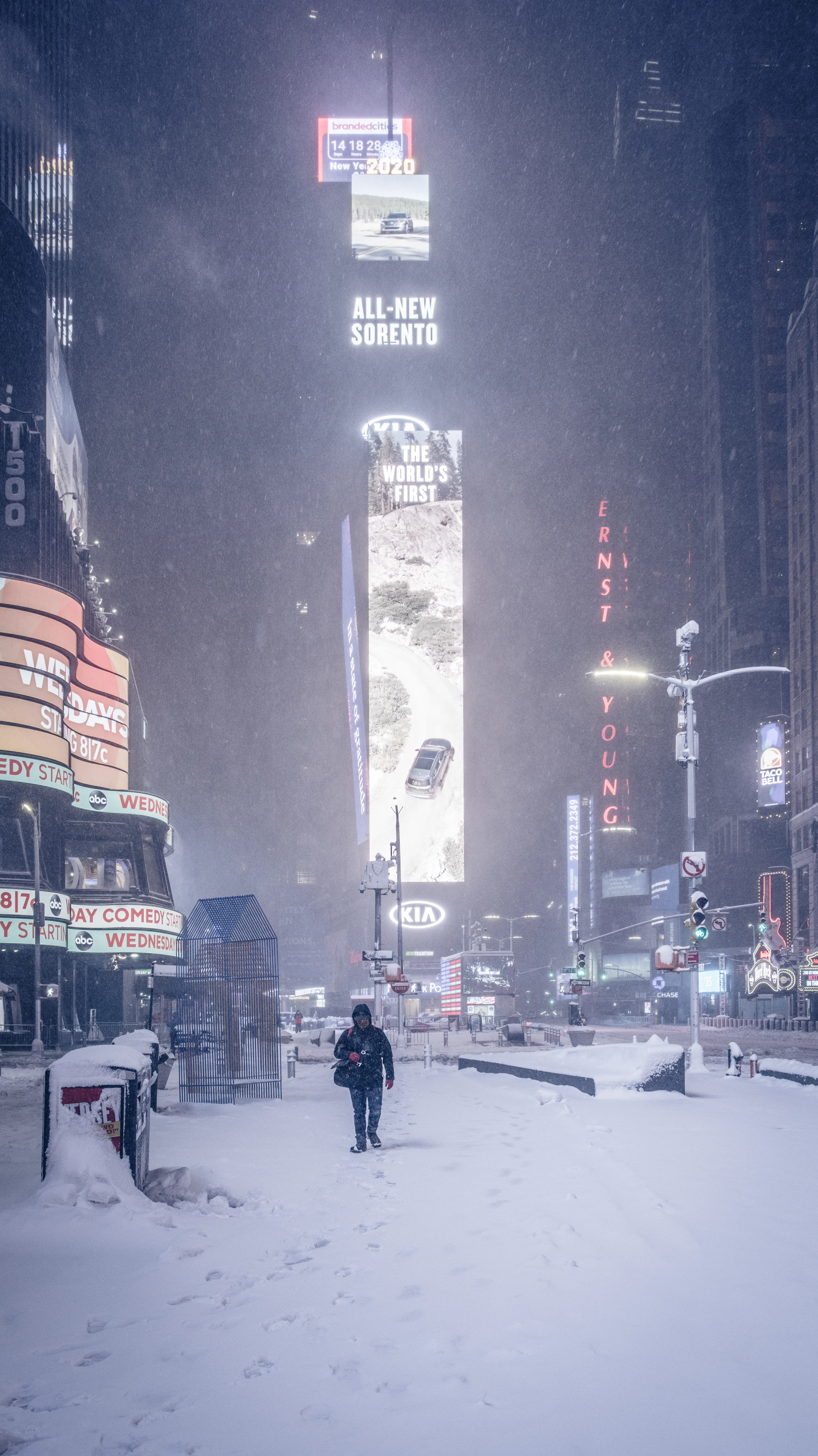 "Snow Days In NYC" is a collection of images that were taken over the course of 6 years. Each image documents an everyday New Yorker bravely making their way through the storm as the winds whip snow into their faces. Each step taken is calculated. One misstep could lead to having a speedy and painful introduction to the pavement.