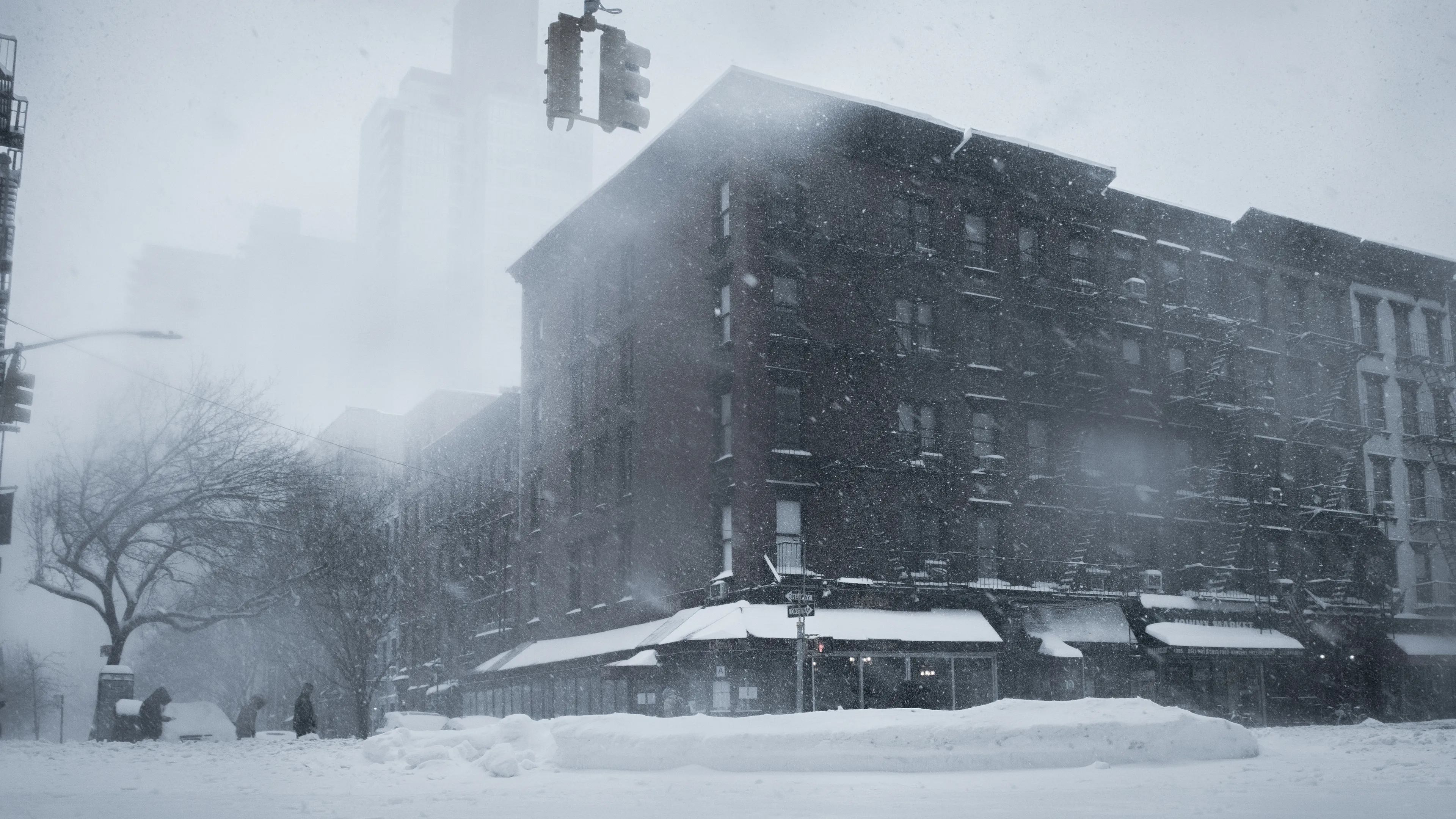 "Snow Days In NYC" is a collection of images that were taken over the course of 6 years. Each image documents an everyday New Yorker bravely making their way through the storm as the winds whip snow into their faces. Each step taken is calculated. One misstep could lead to having a speedy and painful introduction to the pavement.