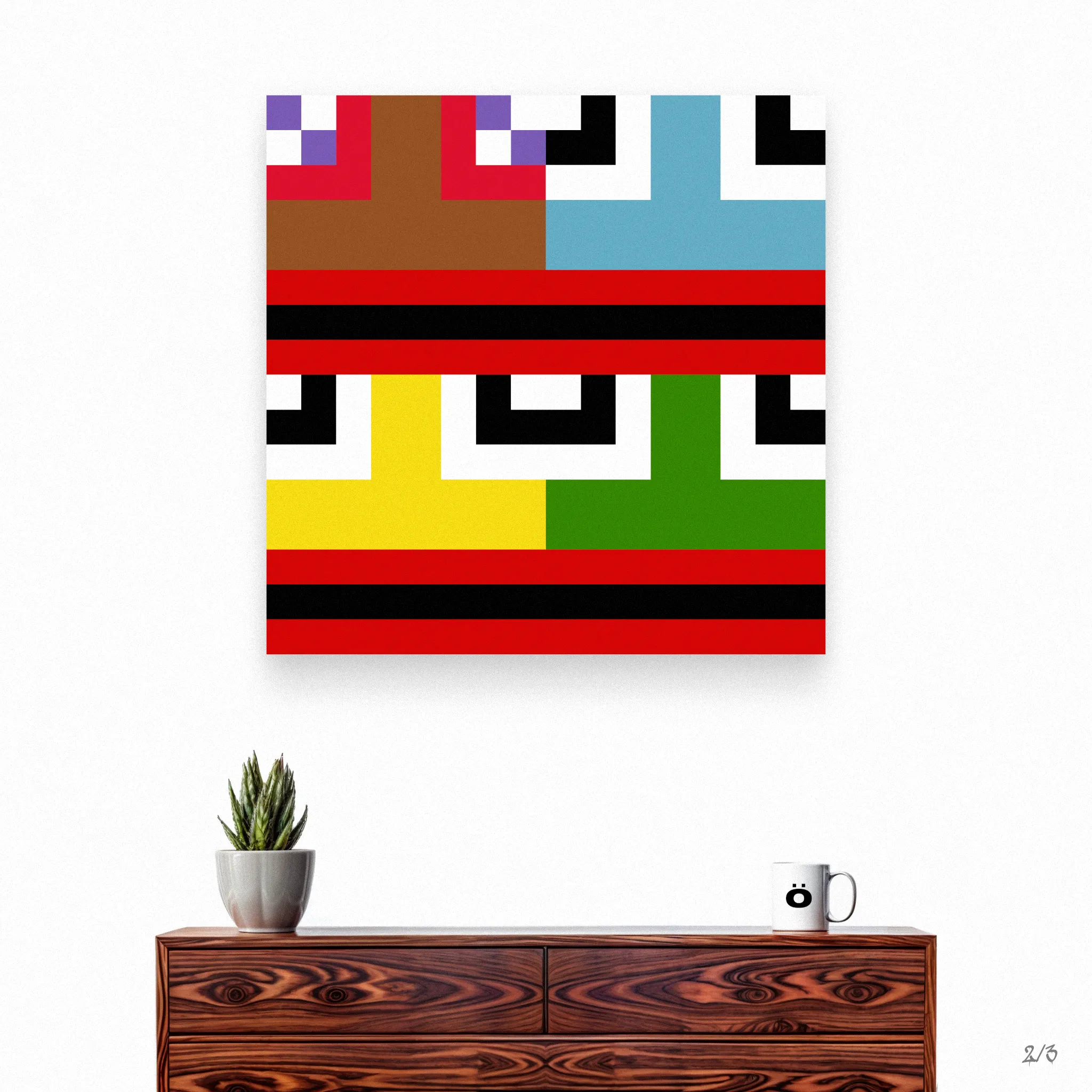 PIXEL CLUB ON CANVAS By ONDI

The owner of this token will receive…

1 x Physical Painting 
Acrylic On Canvas 
Dimensions: 50cmx50cm

1 x ÖNDI mug  
Classic white mug with Ö  
Dimensions: 97mm x 82mm

Edition 2/3
