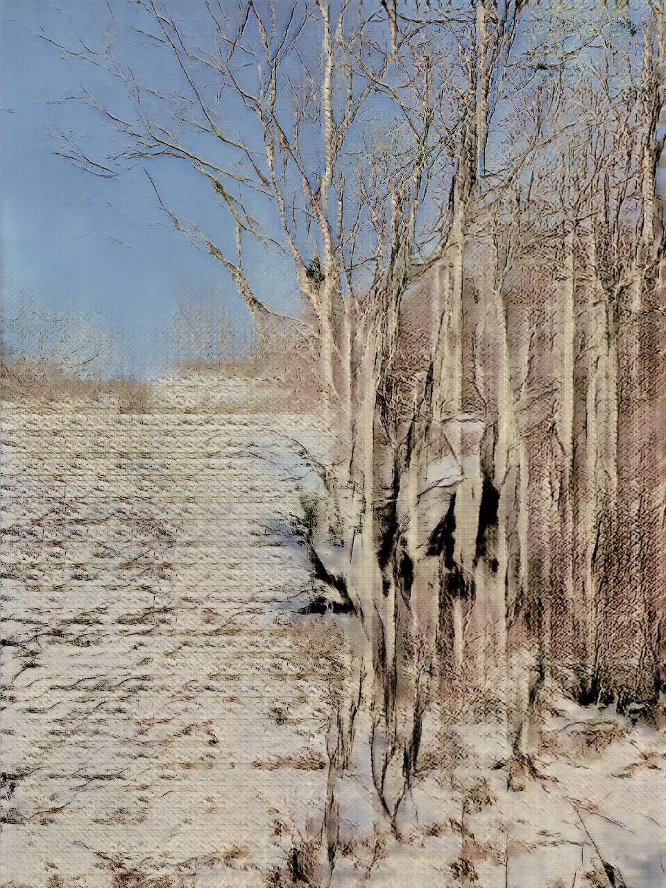 AI artwork generated by a GAN trained on images of trees and fields in rural upstate New York. 