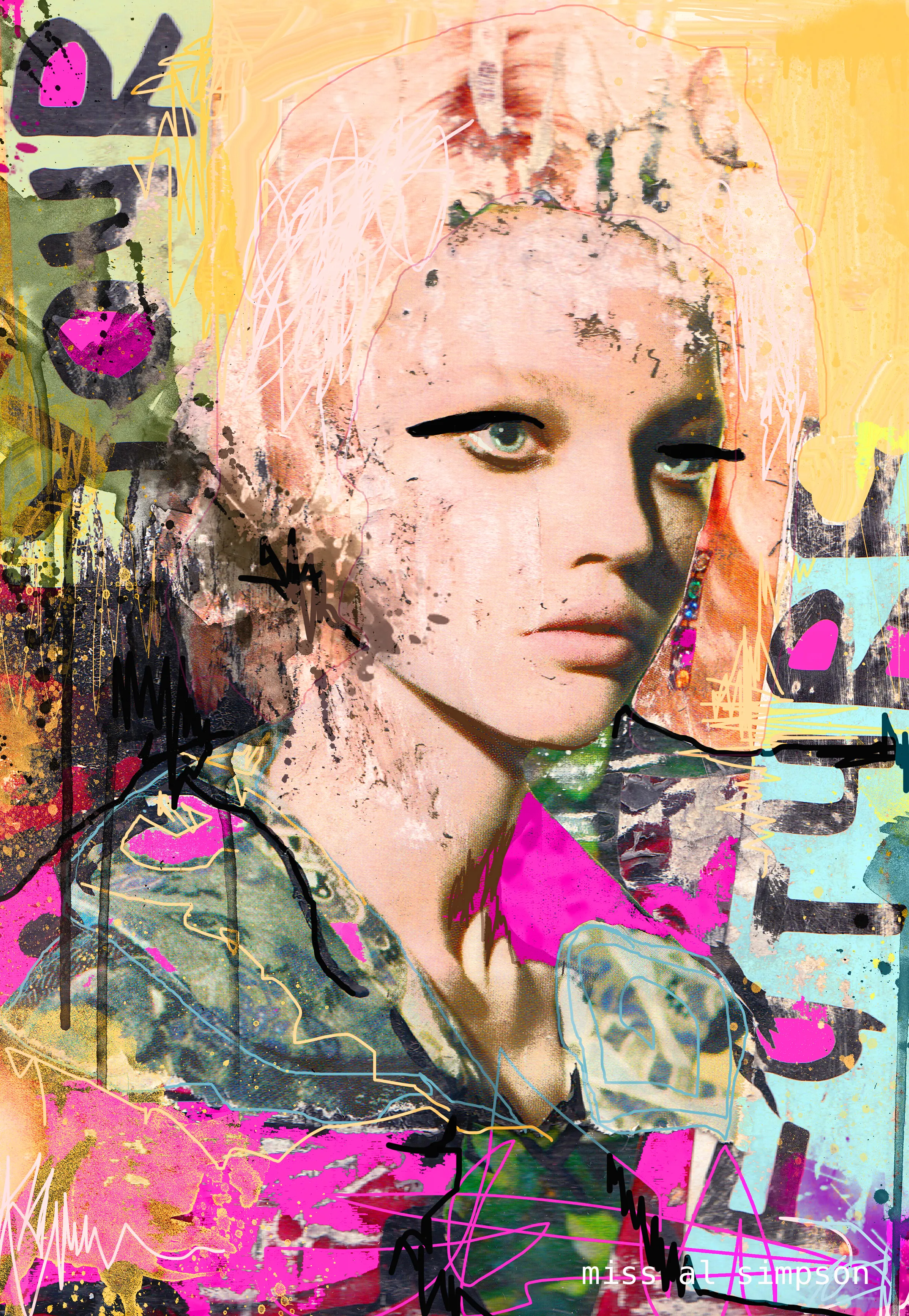 Bright pink neon glitches as she floats across the carpark. Black pencil eyes hide her from the curiosity of modern life. American Geisha is your future. 