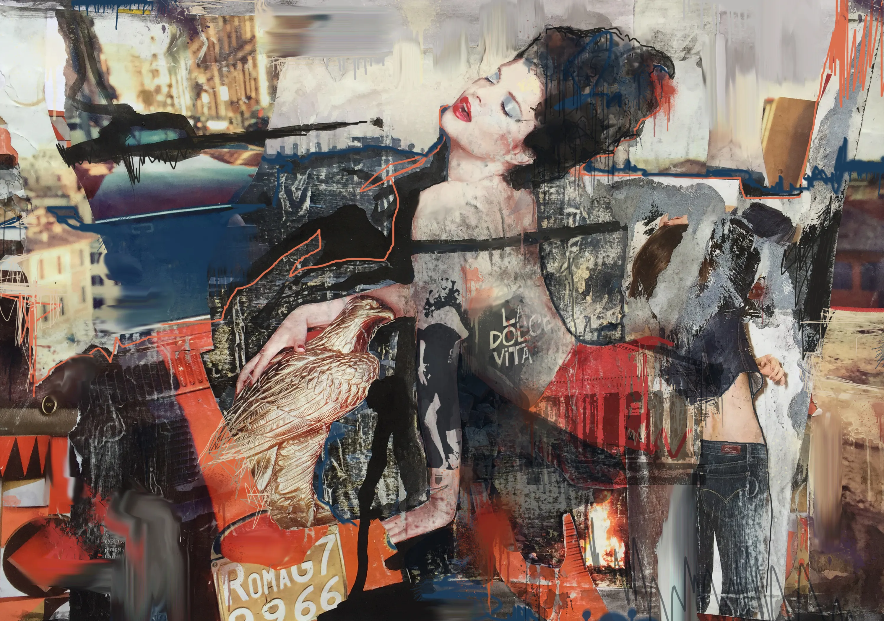 The movie-star in love with golden aquila,

lay across ancient ruins like Roman goddess

with arched back and five star insecurities.



A rasping vespa screeched around ancient stones,

as she splashed porcelain in crystal clear fountains,

pretending to be a sultry native with hopeless words.



Don't let her read the love poems of Catullus,

or she will be forever dreaming of thousands of kisses,

tortured by unrequited love and hooded traitors.



Hallucinating tattooed film stars and la dolce vita,

she was lost to the city and it swept her up,

along with all the other wannabe Italian starlets.