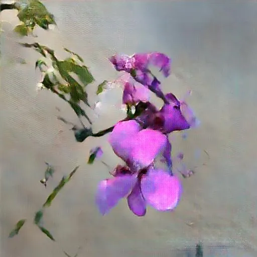 AI artwork generated by a GAN trained on images of flowers from rural upstate New York.