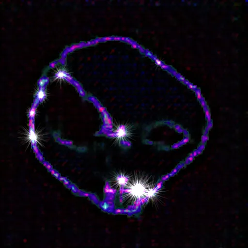 In 1966 two military computer nodes in Canada begin generating unknown symbols in an incident known as "The SAGE Anomaly". http://bit.ly/sageAnomaly This is one of the possible symbols reconstructed using the DCGAN machine learning technique. See exif for more. (Historical Science Fiction)