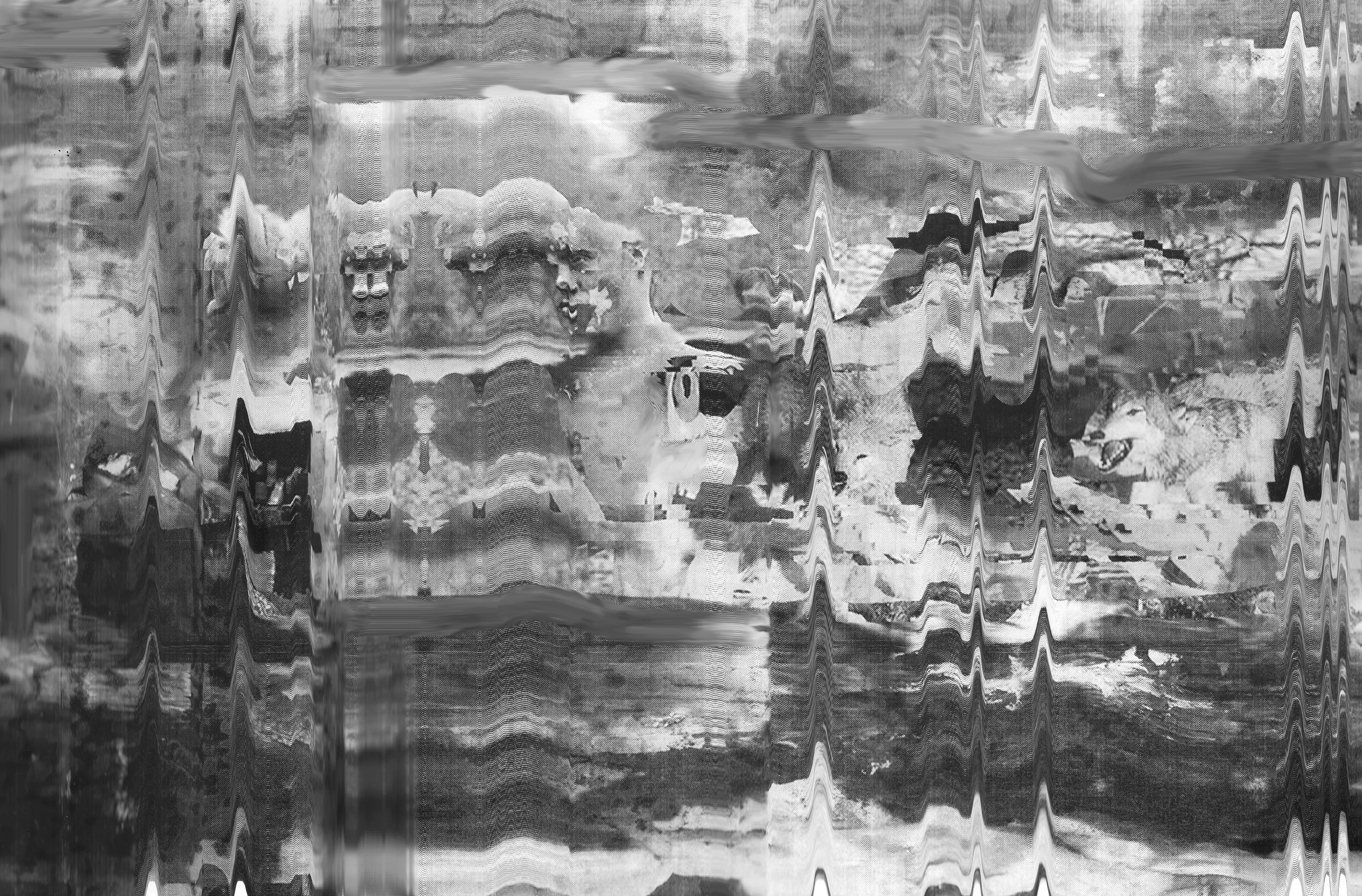 Harman's The Pentland Experiment is an on-going project which depicts an alternative reality on the outskirts of Edinburgh. Using electronic techniques, which converge the digital and physical, Harman creates abstracted motifs within sparse landscapes. Figures and structures are deliberately burred from the viewer in these highly staged algorithmic compositions. Within the corruption of the digital, there is a break up of information, which leaves the viewer flickering between abstraction and figuration