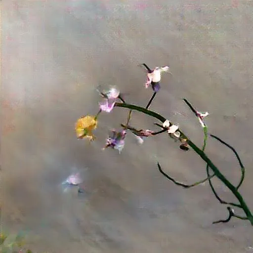 AI artwork generated by a GAN trained on images of flowers from rural upstate New York.
