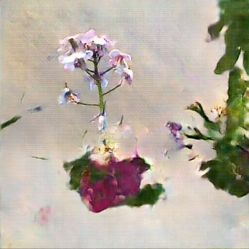 AI artwork generated by a GAN trained on images of flowers from rural upstate New York.