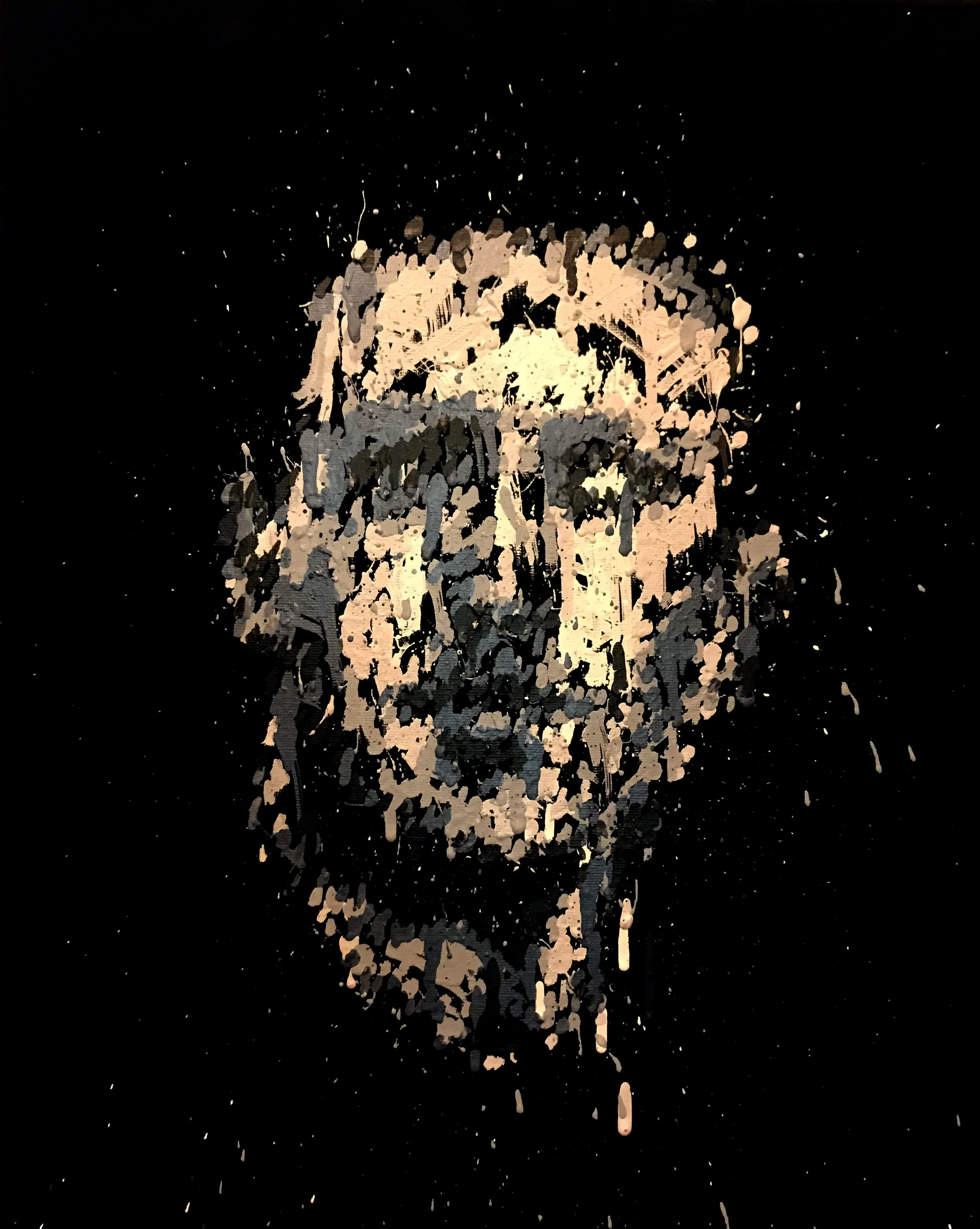 Portrait from series that took First Place in the $100,000 International Robot Art Contest in 2018. Created by a combination of AI, Deep Learning, and Feedback Loops. Each brush stroke was calculated and executed by a robot to temporarily bring the image into the physical world. The canvas has been destroyed however, and the artwork has returned to this purely digital form. Pindar Van Arman - cloudpainter.com