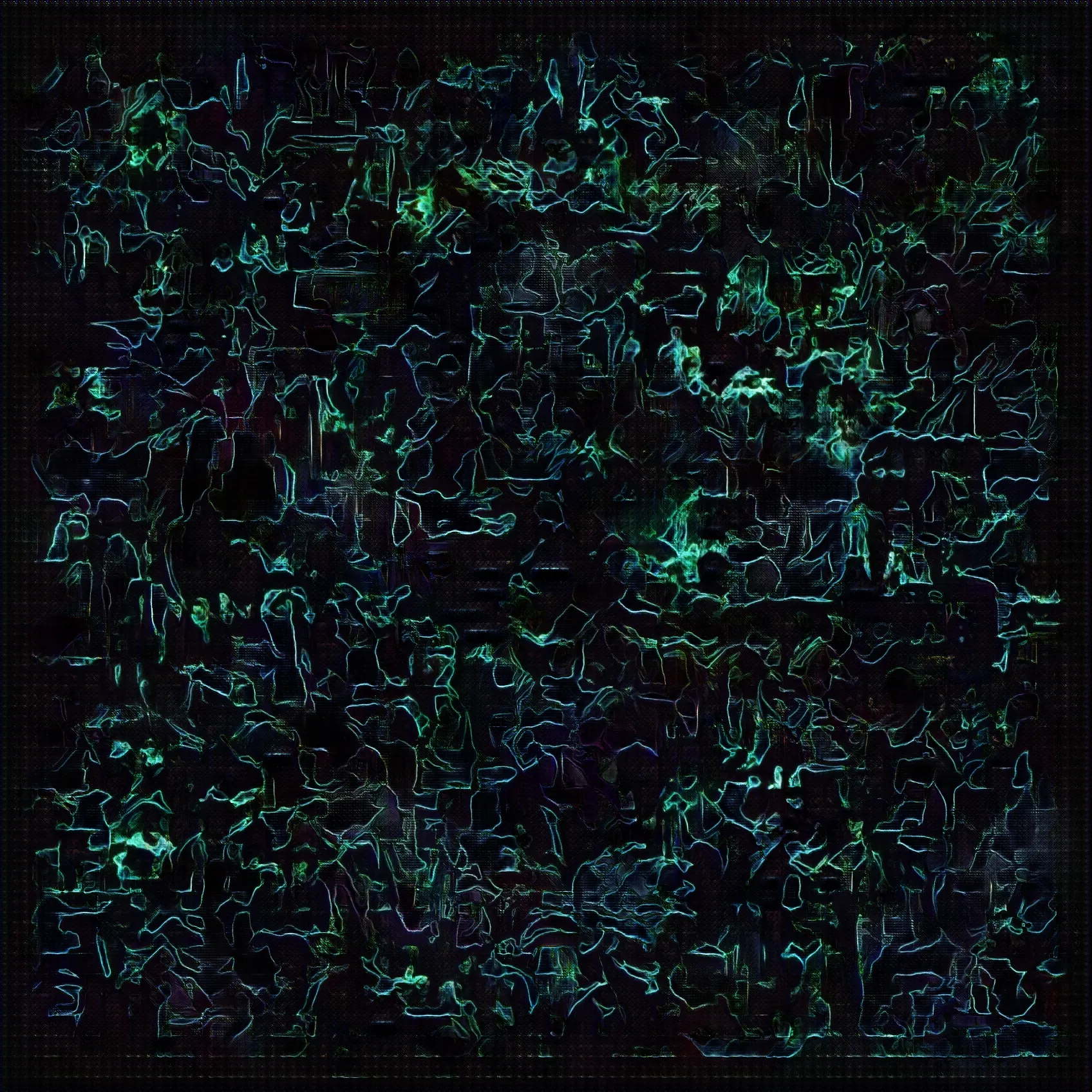 A place between worlds, an imaginary place in the mind of a neural net where memories of portraits and artists mingle in the cloud. http://bit.ly/facesInTheCloud I used Robby Barrat's art-DCGAN against 20,000 images of my personally created oscilloscope art and used Robby's Nude-Portrait GAN model as the starting point.