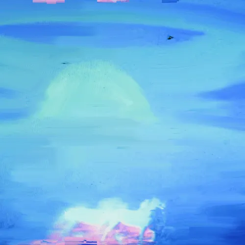 A flash in the distance and the horses bolt into a glitched broken gallop. Mythical distortion of electric blues and greens.