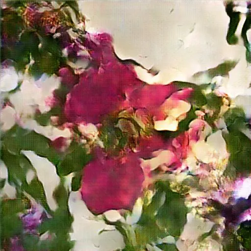 AI artwork generated by a GAN trained on images of flowers from rural upstate New York.