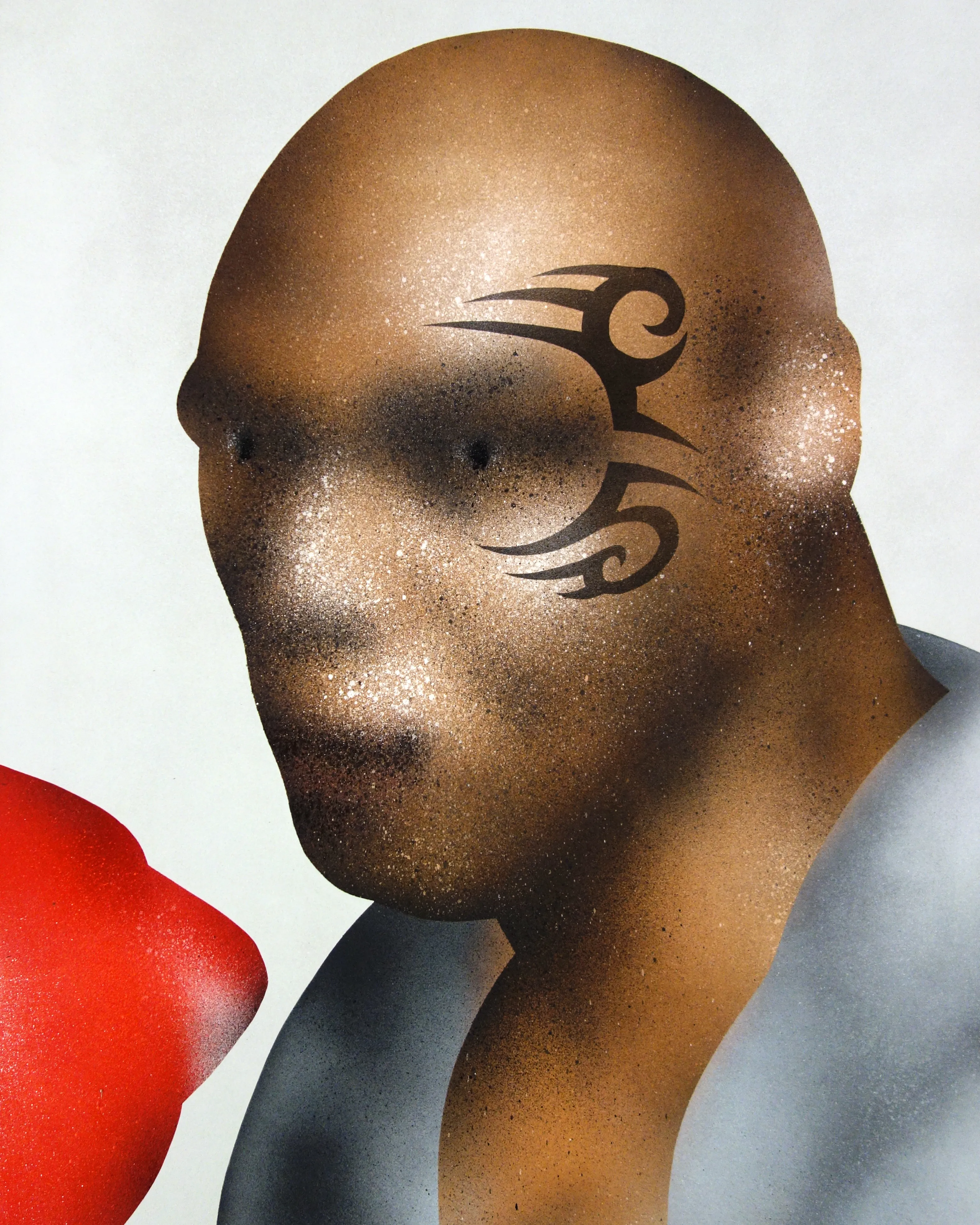 Boxing Legend Mike Tyson poses for a portrait in December 2015 in Los Angeles, California.

'MIKE'
Spray on paper / 50x62,5cm / ©2022