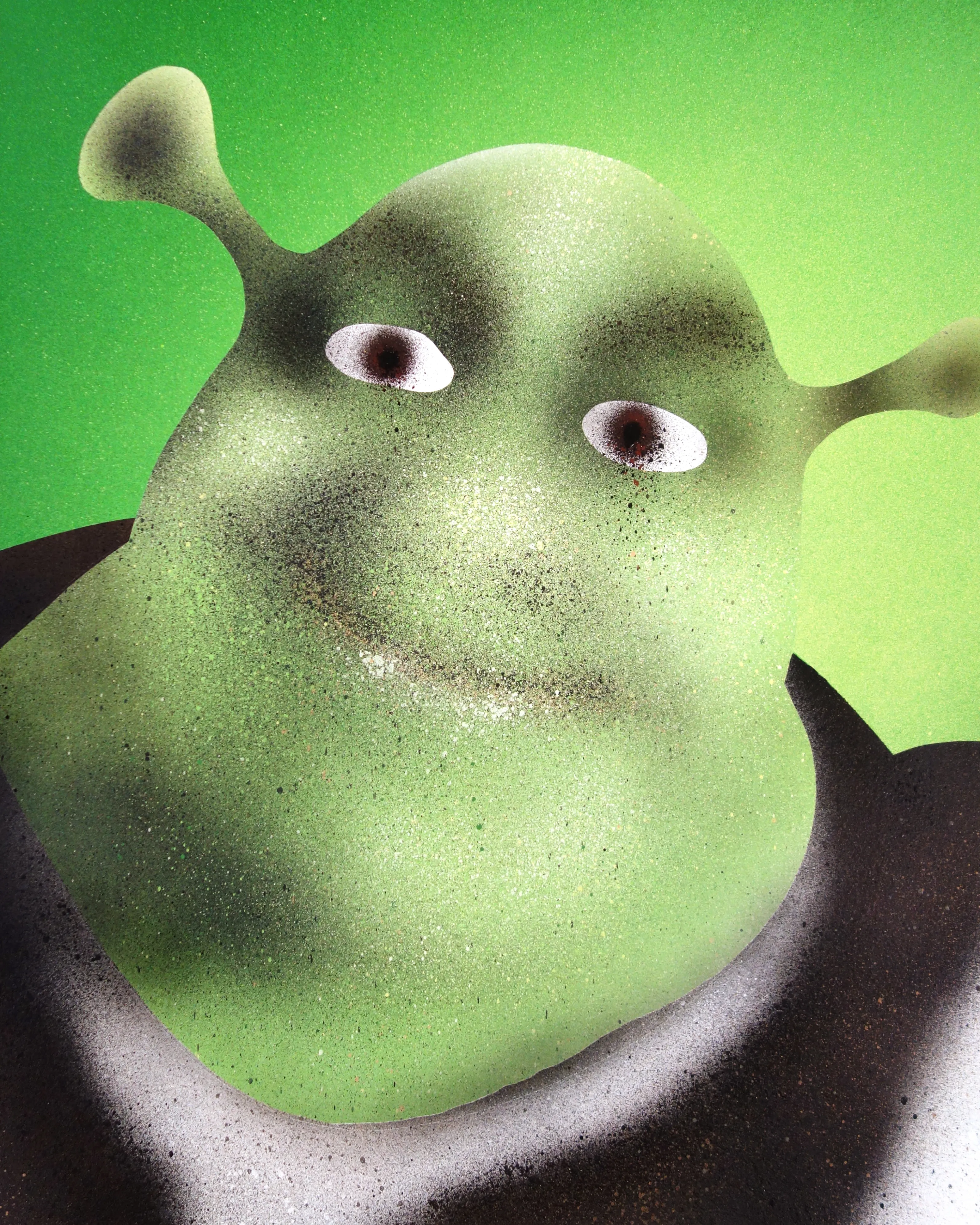 Shrek from 'Shrek' (2001)

Spray on paper / 50x62,5cm / ©2023

Physical spraypainting on paper included and shipped to the first collector.

www.woc1.it
twitter.com/woc_one