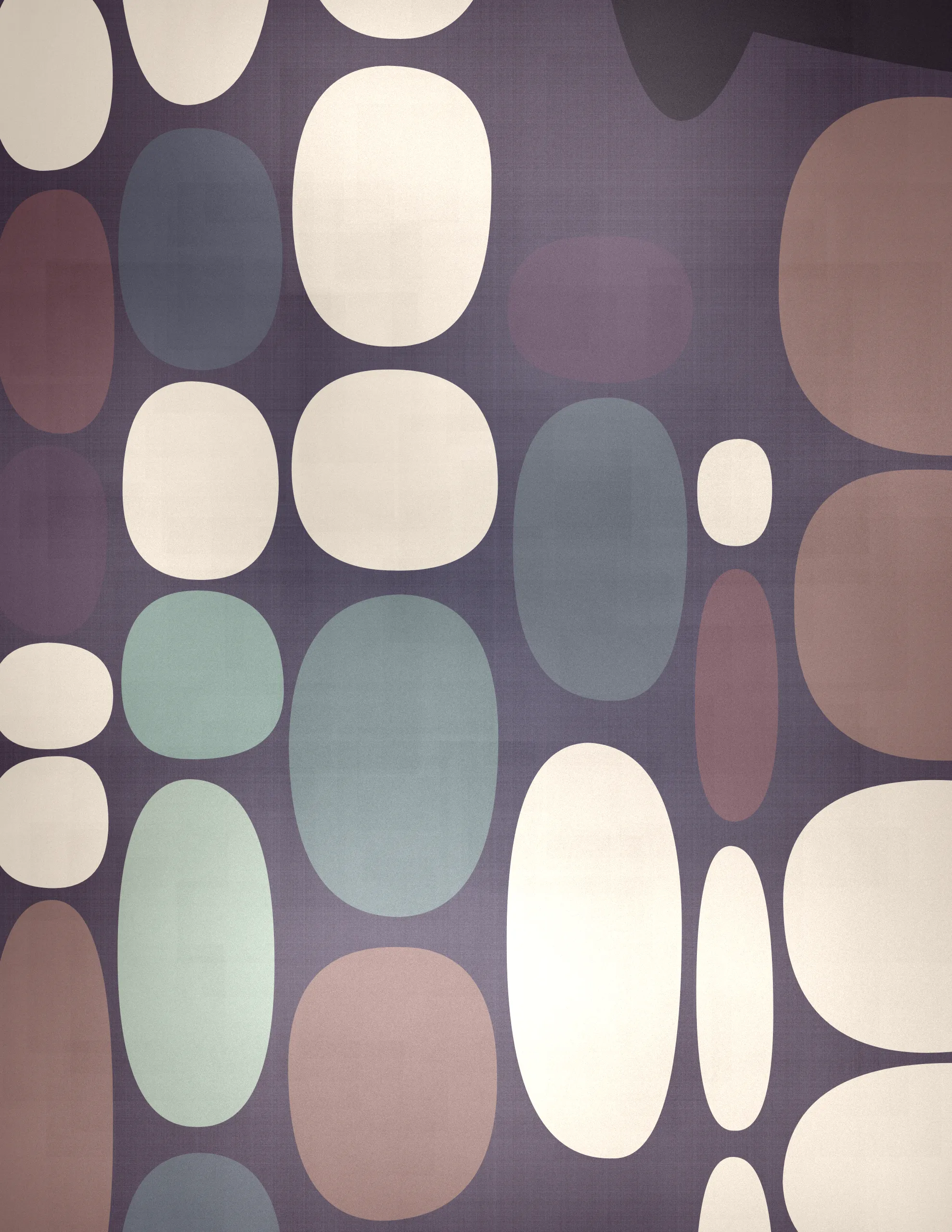 Pebbles is a generative art collection that captures the organic diversity of stones as seen through a modernist lens. Against a backdrop that suggests the texture of woven fabric, each piece in the collection presents a playful scatter of rounded shapes and colors. The collection's signature lies in its structured randomness, with certain artworks featuring a deliberate grid of circles that contrast with the free-form distribution of ellipses above. This juxtaposition of order and chaos mirrors the natural world's balance, evoking the varied forms pebbles take when tumbled by water and time. Pebbles is a homage to the beauty of natural simplicity found in the most basic elements of our environment, reimagined through a digital medium.