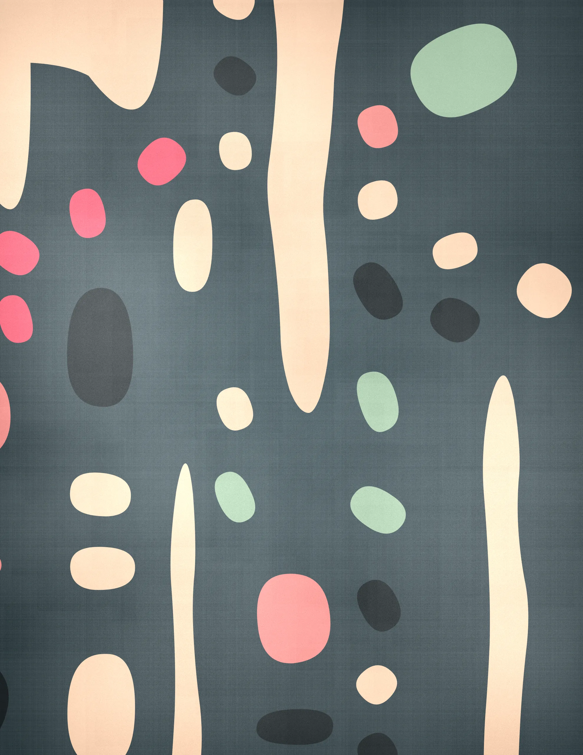 Pebbles is a generative art collection that captures the organic diversity of stones as seen through a modernist lens. Against a backdrop that suggests the texture of woven fabric, each piece in the collection presents a playful scatter of rounded shapes and colors. The collection's signature lies in its structured randomness, with certain artworks featuring a deliberate grid of circles that contrast with the free-form distribution of ellipses above. This juxtaposition of order and chaos mirrors the natural world's balance, evoking the varied forms pebbles take when tumbled by water and time. Pebbles is a homage to the beauty of natural simplicity found in the most basic elements of our environment, reimagined through a digital medium.
