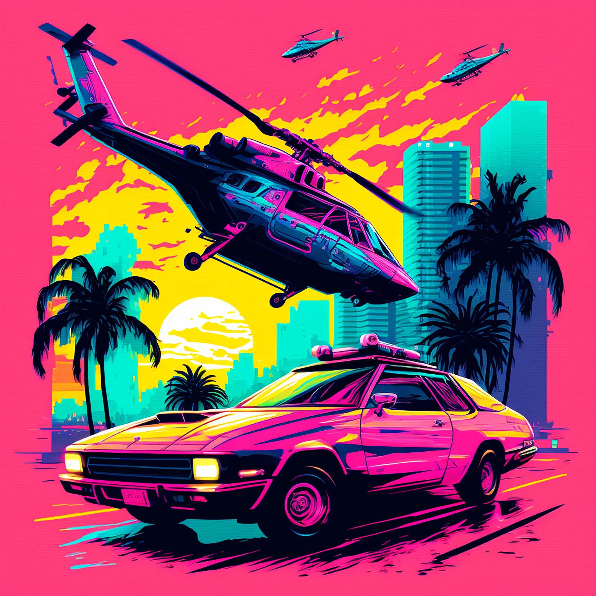 Florida is my homage to the 80s, palm trees, pastel colours, luxury, desire, summer, hot bodies, car chases, the sea, adrenaline rush… welcome to Florida, a trip to nostalgia!