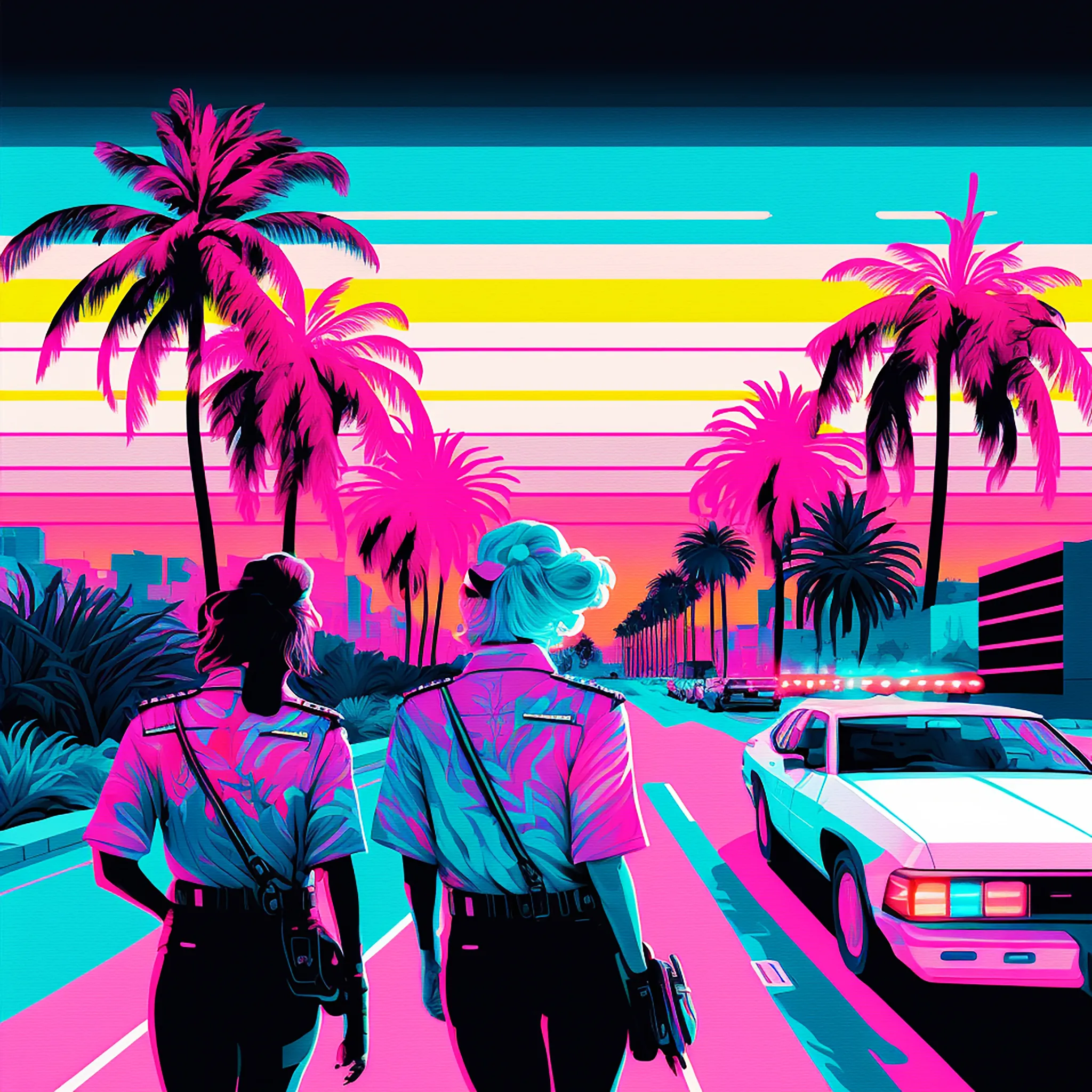 Florida is my homage to the 80s, palm trees, pastel colours, luxury, desire, summer, hot bodies, car chases, the sea, adrenaline rush… welcome to Florida, a trip to nostalgia!