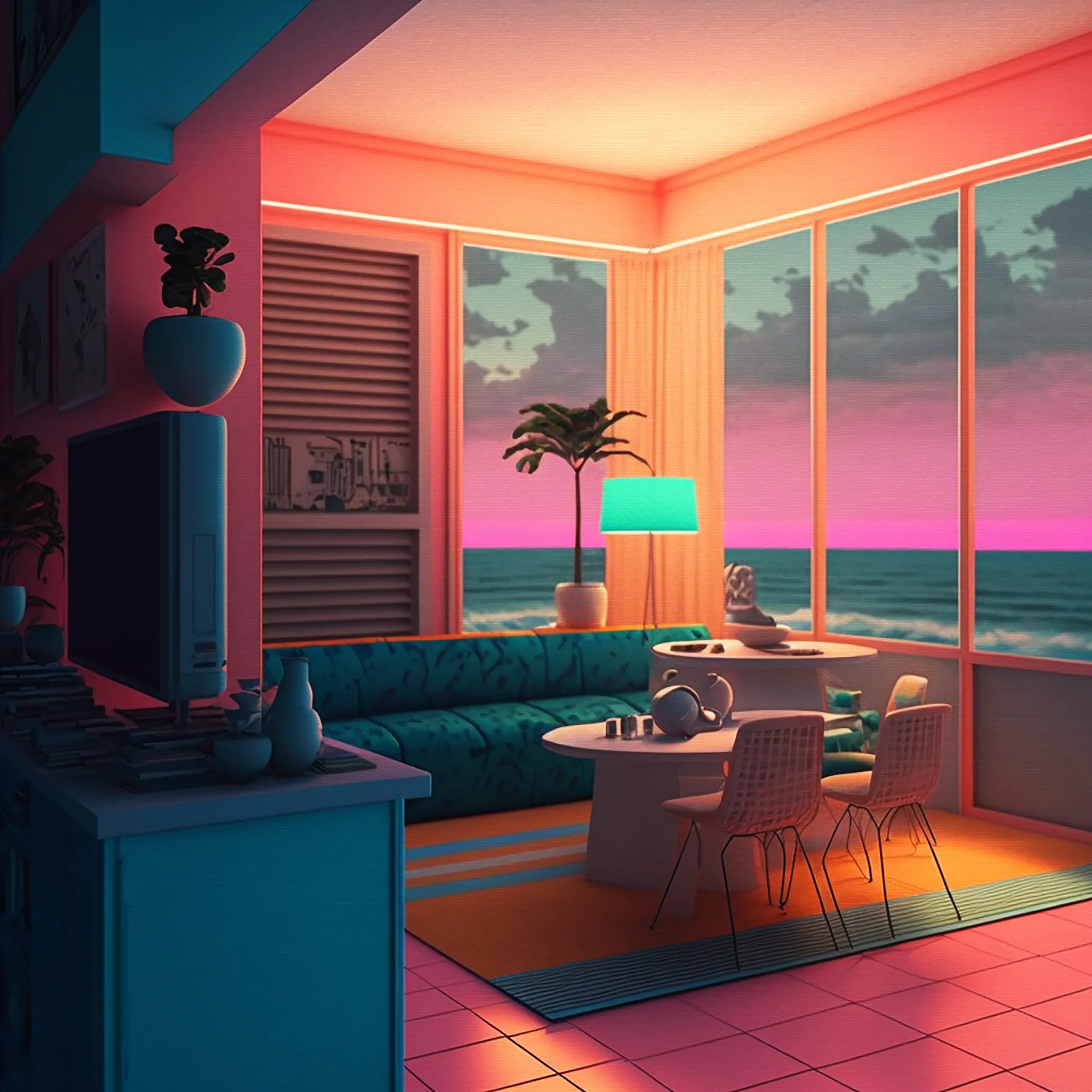 Florida is my homage to the 80s, palm trees, pastel colours, luxury, desire, summer, hot bodies, car chases, the sea, adrenaline rush… welcome to Florida, a trip to nostalgia!