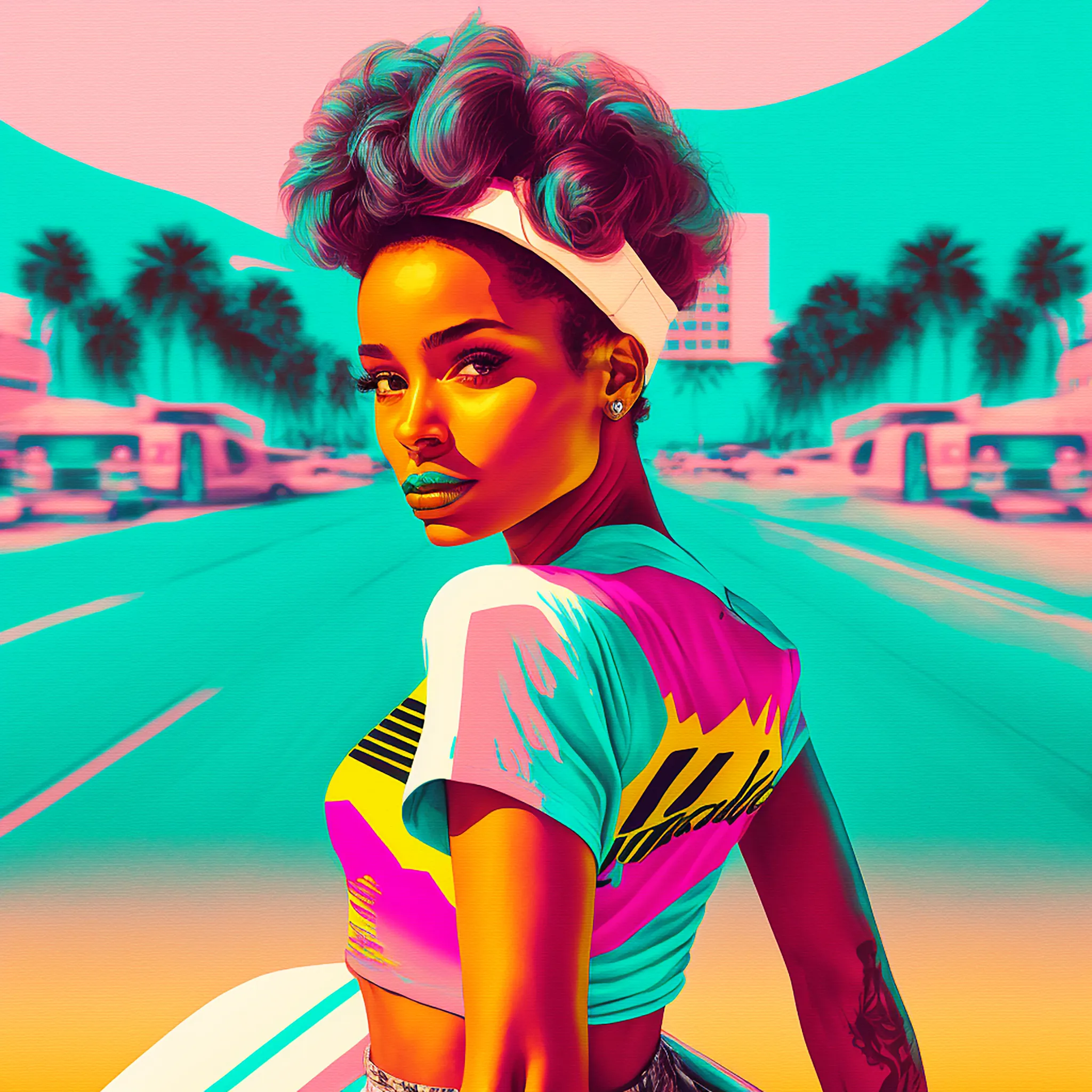 Florida is my homage to the 80s, palm trees, pastel colours, luxury, desire, summer, hot bodies, car chases, the sea, adrenaline rush… welcome to Florida, a trip to nostalgia!