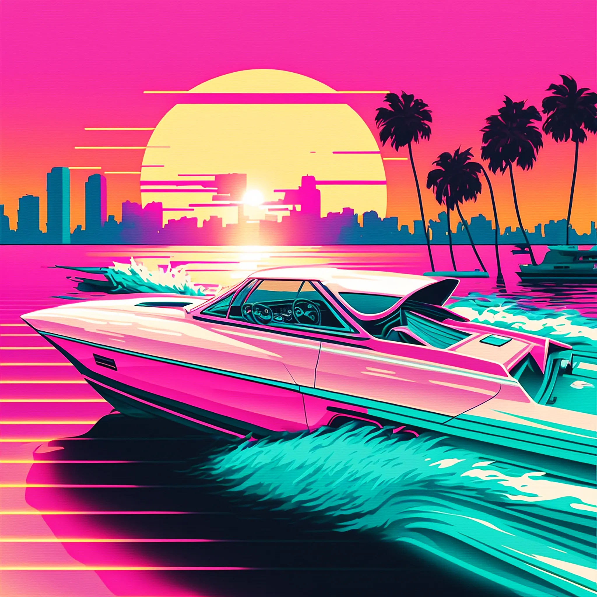 Florida is my homage to the 80s, palm trees, pastel colours, luxury, desire, summer, hot bodies, car chases, the sea, adrenaline rush… welcome to Florida, a trip to nostalgia!