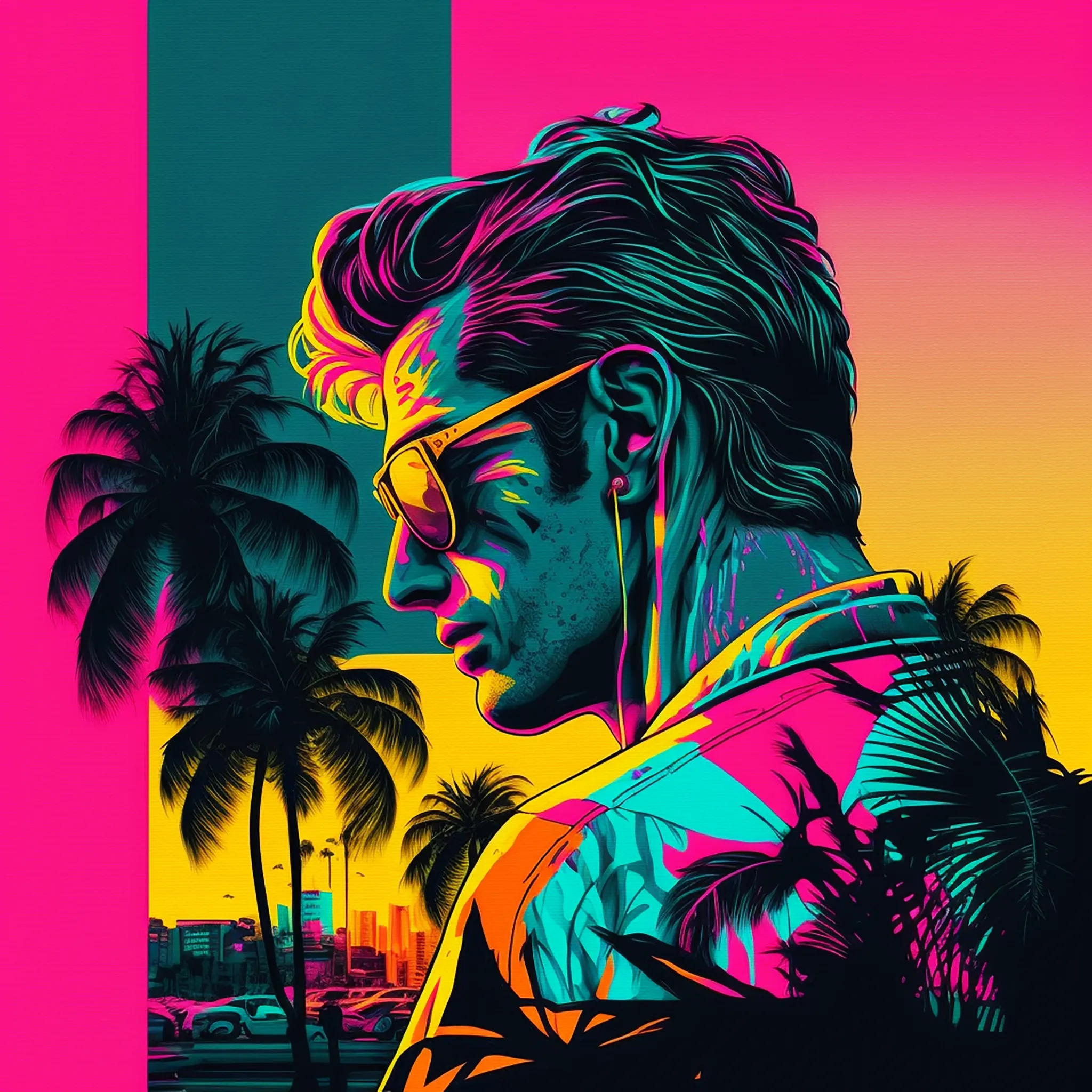 Florida is my homage to the 80s, palm trees, pastel colours, luxury, desire, summer, hot bodies, car chases, the sea, adrenaline rush… welcome to Florida, a trip to nostalgia!