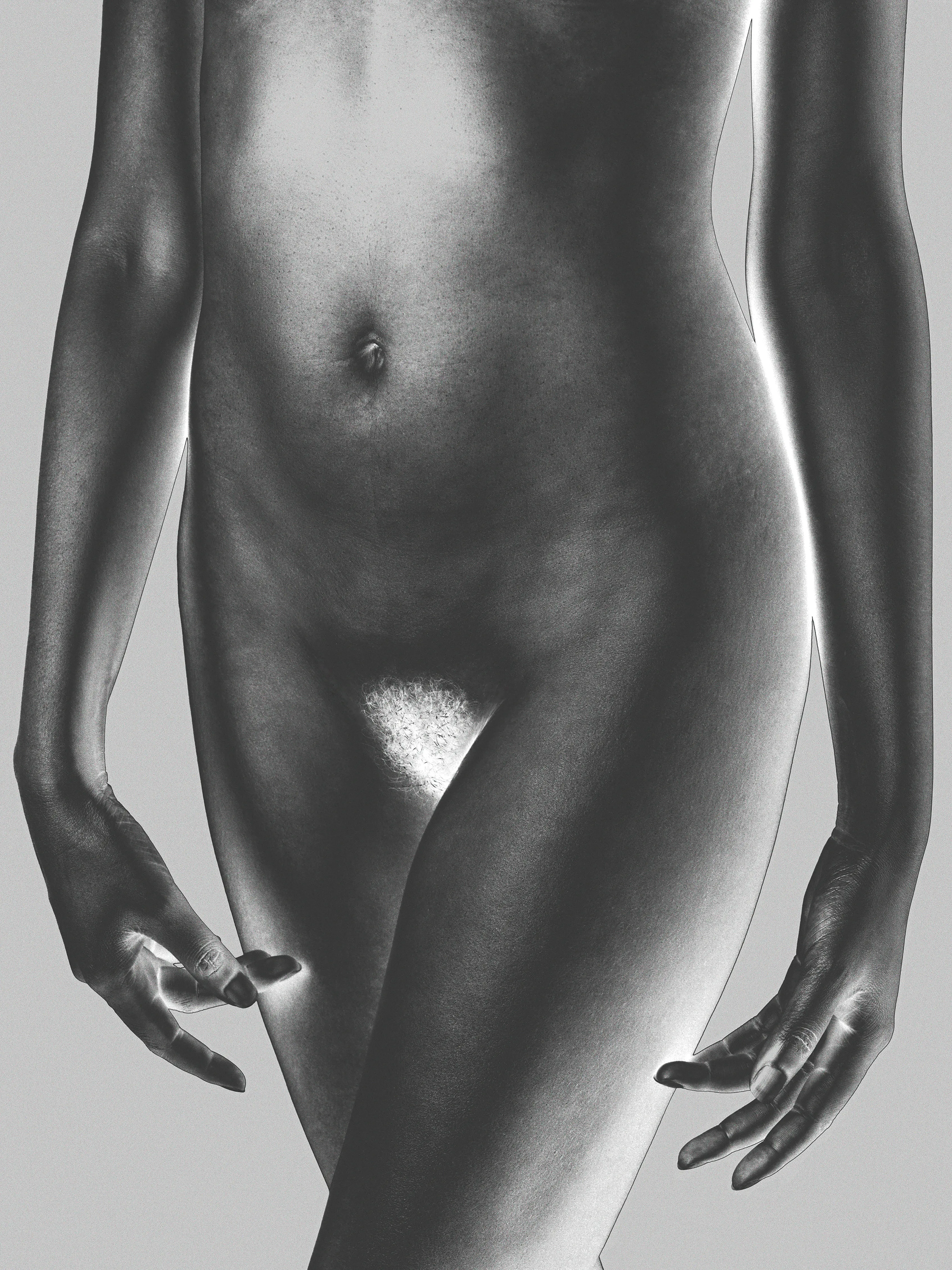 Bushes & Succulents is Mona Kuhn’s celebration of the female essence - confident, raw and elegant, yet confrontational and unapologetic. She returned to the darkroom for the very first reason she fell in love with photography: the latent image. Inspired by the 1920s photo-surrealists, Kuhn explores the ethereal quality of solarization, a darkroom process that unites photography with sketching, in which the subject seems drawn by the alchemist's pencil, resulting in prints with layers of oxidized silver glow in the form of crystalized magic. 

Reminiscent of Georgia O’Keefe’s floral paintings, your eyes wander around the graceful lines, not knowing exactly what you are looking at.  The solarisation process reveals human imperfections, not only in the metallic brilliance of the skin, but also brings to the surface a woman’s struggles, strengths, and power.

“The frame reminded me of early childhood, at age eight or so, when I would jump in the shower with my mother. It resonates an adoration and child-like curiosity for what it is to be a woman. My intention is not to objectify the body, but to celebrate the female body and its essence.

It was crucial for me to collaborate with women of various ages, ethnic backgrounds and body shapes. I wanted to embrace their beauty, their gracious moves, as well as their skin marks and signs of life. My intention is to bring them all together, to unify, just like Gwendolyn Brook's poem, which emphasizes the word "we". The power and beauty of my work lies in the confidence and naturalness of the people I photographed.” - Mona Kuhn

#57