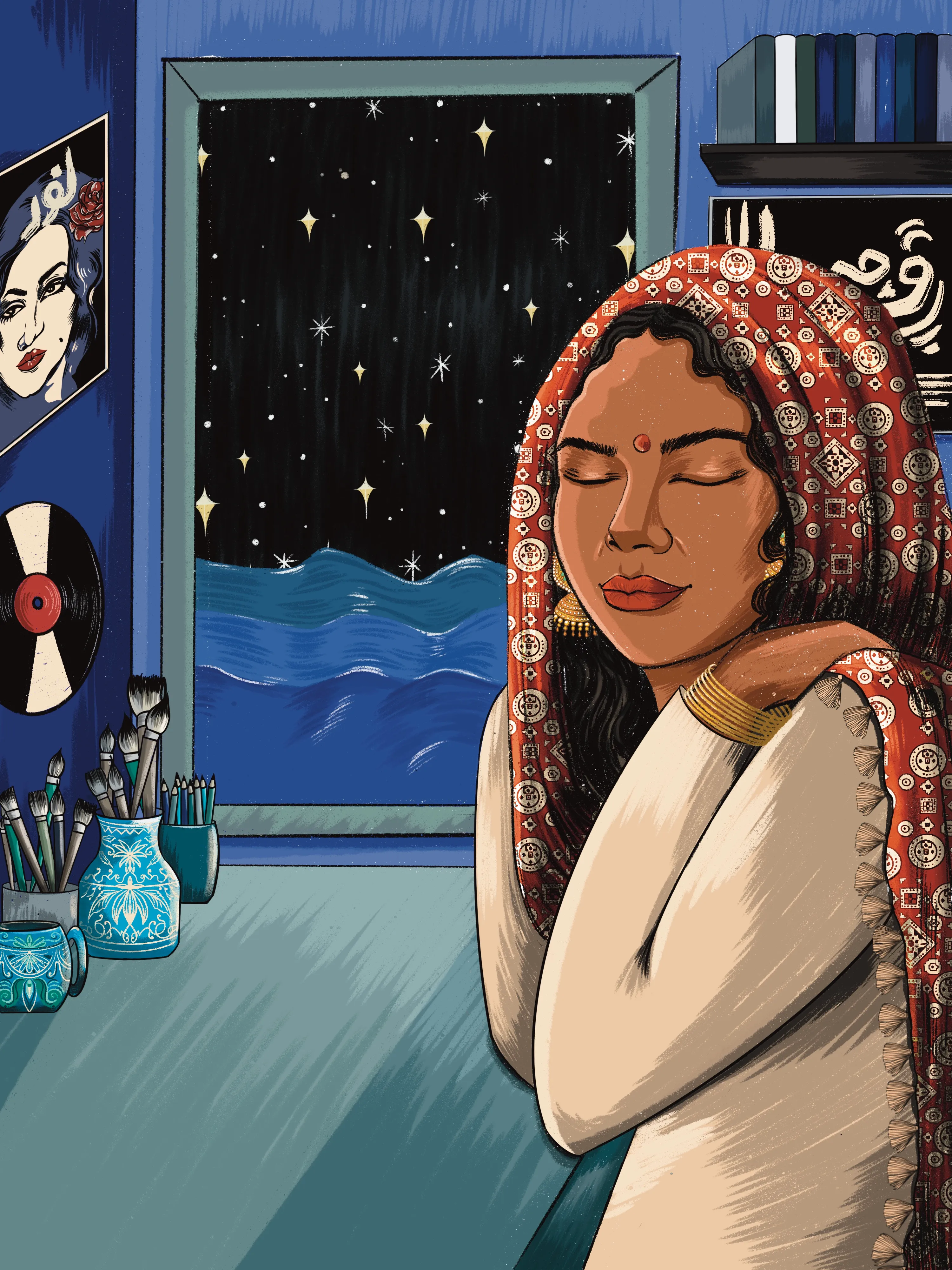 Khuwab ki Tabeer ‘Interpretation of a dream’ is Maliha Abidi’s latest series. This collection of 4 NFTs follows a story of a South-Asian girl and all the things she dreams about because to her, there is no limit, restrictions or barriers that stand in her way of achieving any of it.

Each of the unique art pieces celebrate Maliha’s heritage as a Pakistani-American artist through use of distinct elements native to Pakistan’s culture. The series reminds us of our younger self and takes us back to the times when we used to wonder during the nights about our dreams, what we want to be and how it’ll escape the challenges we faced as our young selves. 

A fifth part (not for sale) to this series is a piece which follows on from the story where the protagonist reflects and comes face to face with her inner fearlessness.