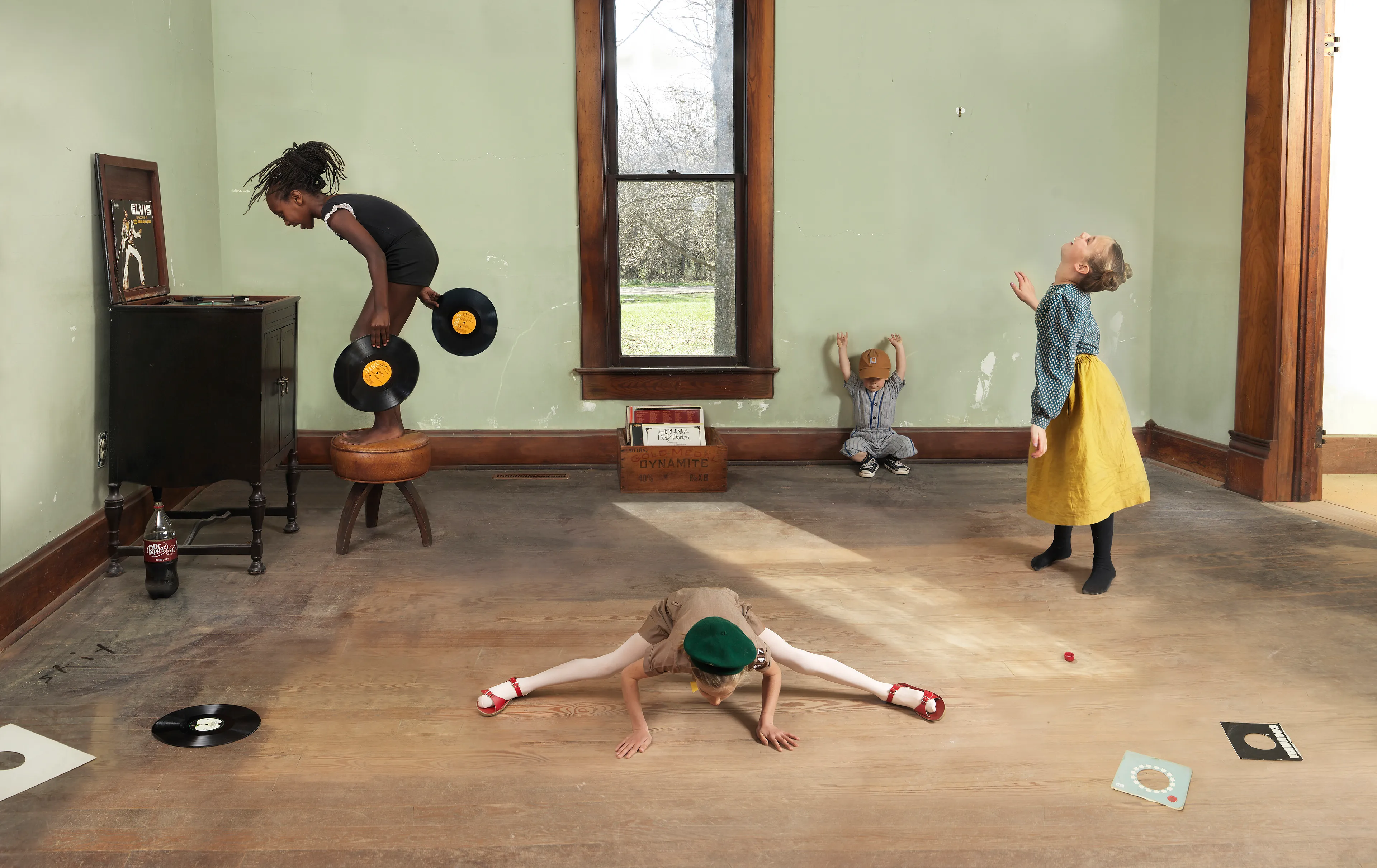 “I suppose I could make a work where the sun is shining, the mom is lying out in the grass, the kids are happy, and everything is perfect, but that wouldn’t interest me—and it wouldn’t be truthful. My aim is to create a more nuanced, subtly humorous and satirical portrait of the way we live today.” - Julie Blackmon

The playfully artful and chaotic elements present in the photographs of Julie Blackmon (American, b. 1966) are drawn from the everyday people and places of Blackmon’s daily routine in her hometown of Springfield, Missouri, which she describes as “a generic American town in the middle of the United States.” At first glance, the works may conjure backyard paradises of children at play; a closer look reveals children alone in backyards, garages, and neighborhoods, where the absence of adults suggests a looming potential for danger. The images brim with fantasy and subtle satire that capture a delicate balance between the darkness and charm of contemporary American life.

Blackmon carefully sets her scenes, but like film and theater
directors, she is in pursuit of unscripted moments that provoke,
disturb, and challenge the viewer. Some of the images reference
paintings by Dutch masters, French impressionists, and such modern painters as Hopper and Balthus, but they are updated with a satirical, penetrating eye and Blackmon’s belief that artful fiction can capture the truth more memorably than the truth itself.

#50