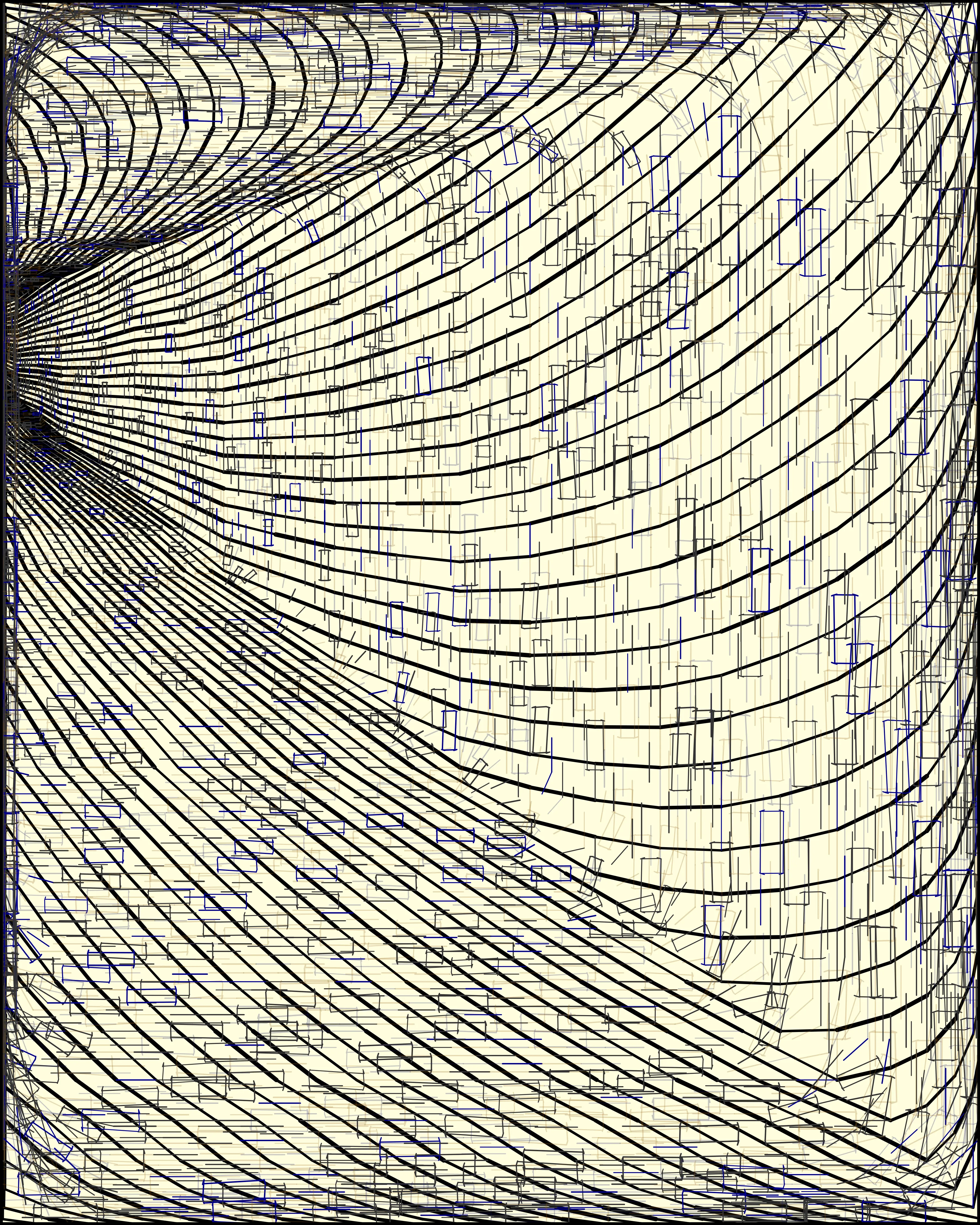 Super User is a series of generative artworks that include abstract pyroscapes, shadowy tunnels, shimmering surfaces, and golden moiré patterns with characteristically dark themes for Vaden. These images represent a world full of beauty and horror, created with statistical tools commonly used for scientific research. Carefully developed algorithms were used to create unique artwork each time that they were run, with output curated by the artist.