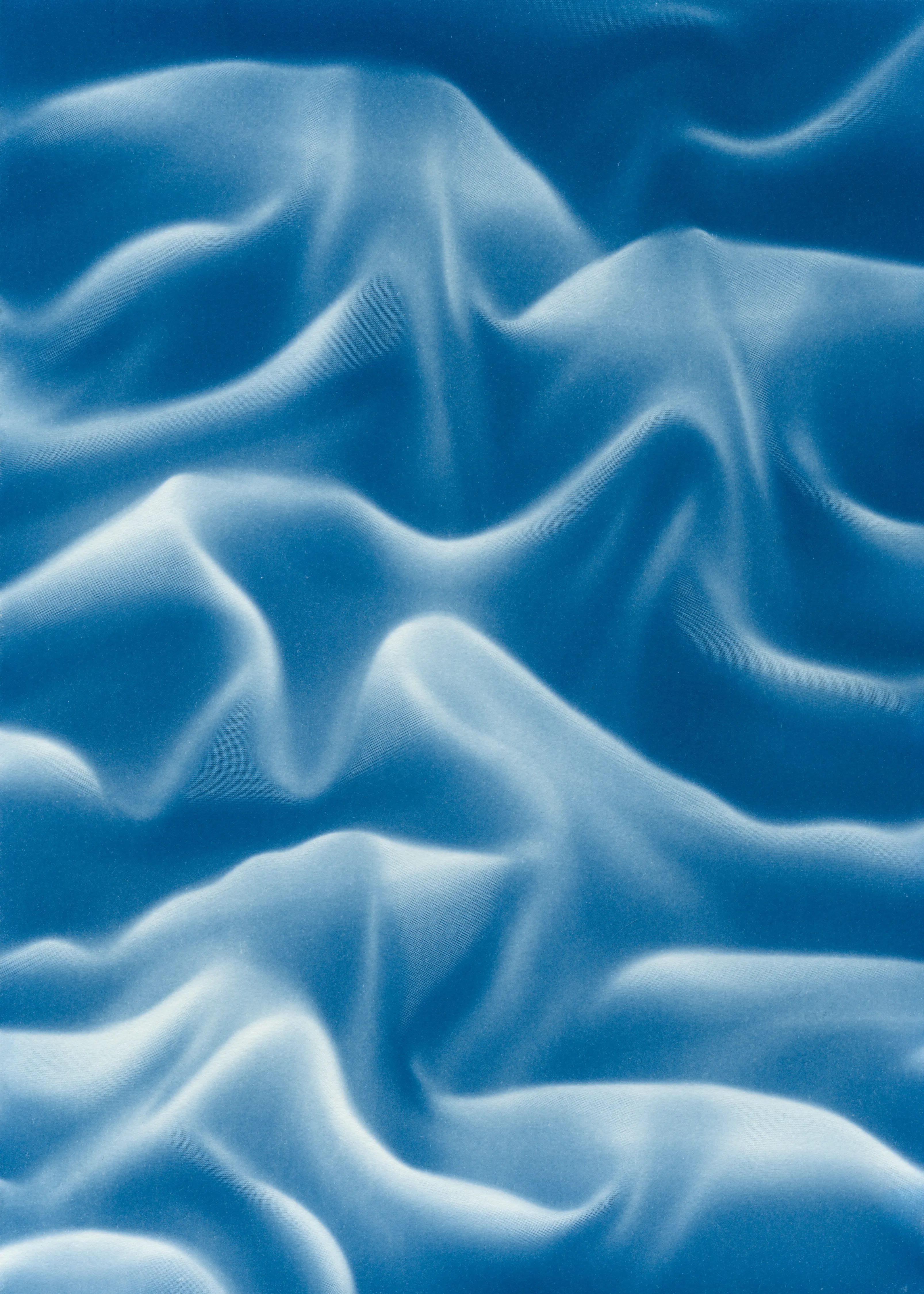 Beyond the Veil is simultaneously a melding of mediums as a means to sculpt with light, and an attempt to
capture the fabric of reality. I work with cyanotype, an alternative photography process that yields blue-
toned impressions when exposed to UV light. 
Cyanotype allows me to interact directly with light, one of the most subtle phenomena we experience day to day. Combined with sculpture, collage and drawing, the
cyanotype process is a powerful creative tool fueled by the sun. Working with light and shadow is to
become aware of how they describe our reality.

Created over the past eight months, this collection has been my safe haven from the world. A finger on the
pulse of something deeper than the chaotic rhythm of daily life, an album of captive sunlight and
experiences preserved in blue. The stillness of winter sunlight, silent rolling waves, a slow, even breath. I
hope you too can find solace here.
