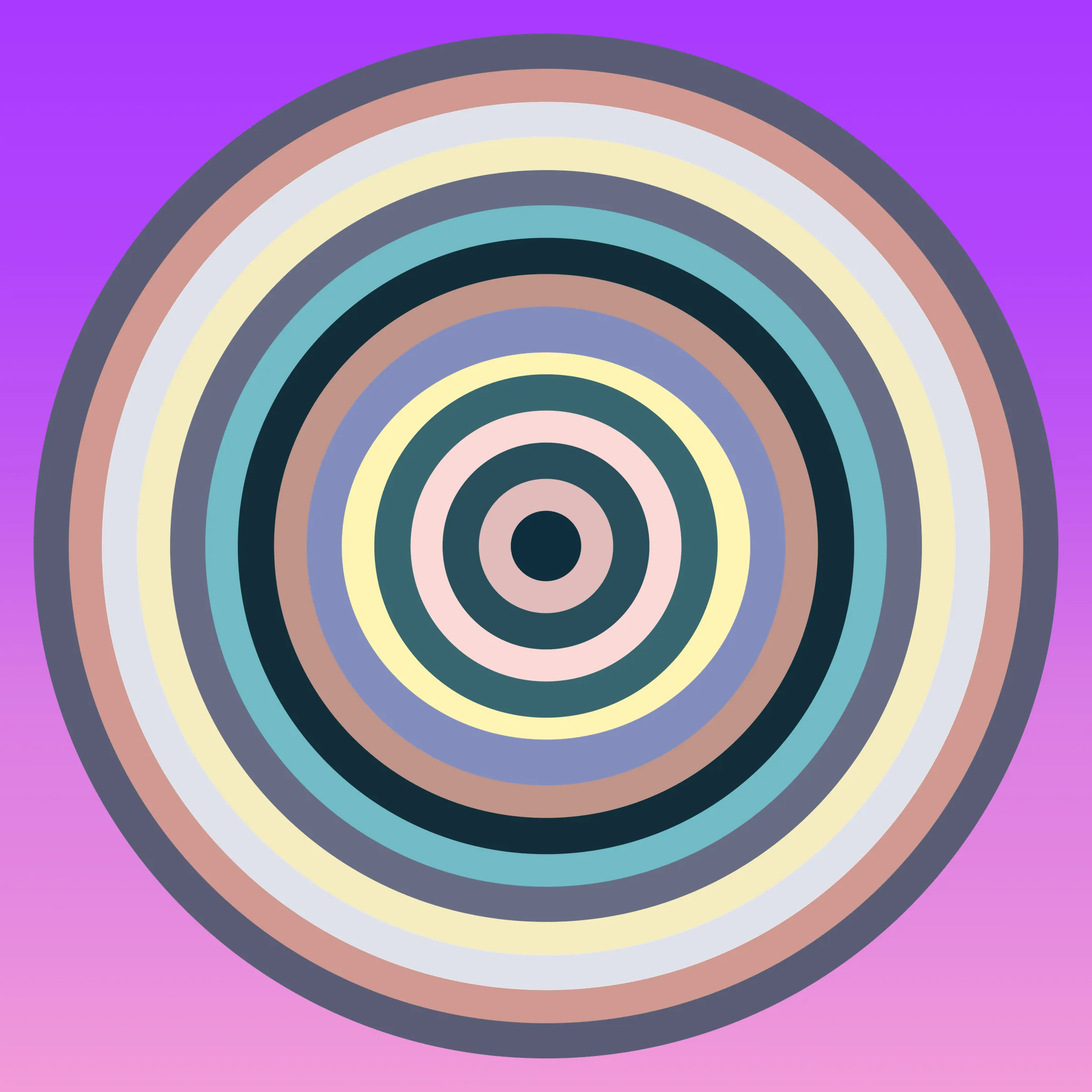 This is a generative art project that pays homage to the distinctive styles of a diverse group of artists by using the color gradient from their artworks and combining them through a series of interleaving concentric circles. The artists featured in the second season are 0009, Albert Soloviev, ALIENQUEEN, Alpha Centauri Kid, S, Archan Nair, Summer Wagner, mae, Haze Long, lilyillo, Mia Forrest , pastel papi, noCreative, Neil Burnell, pho, Reuben Wu, Richard Zheng, Rik Oostenbroek, Samantha Cavet, Sean Mundy, SeerLight, tjo, Victor Mosquera, Yatreda, XSULLO