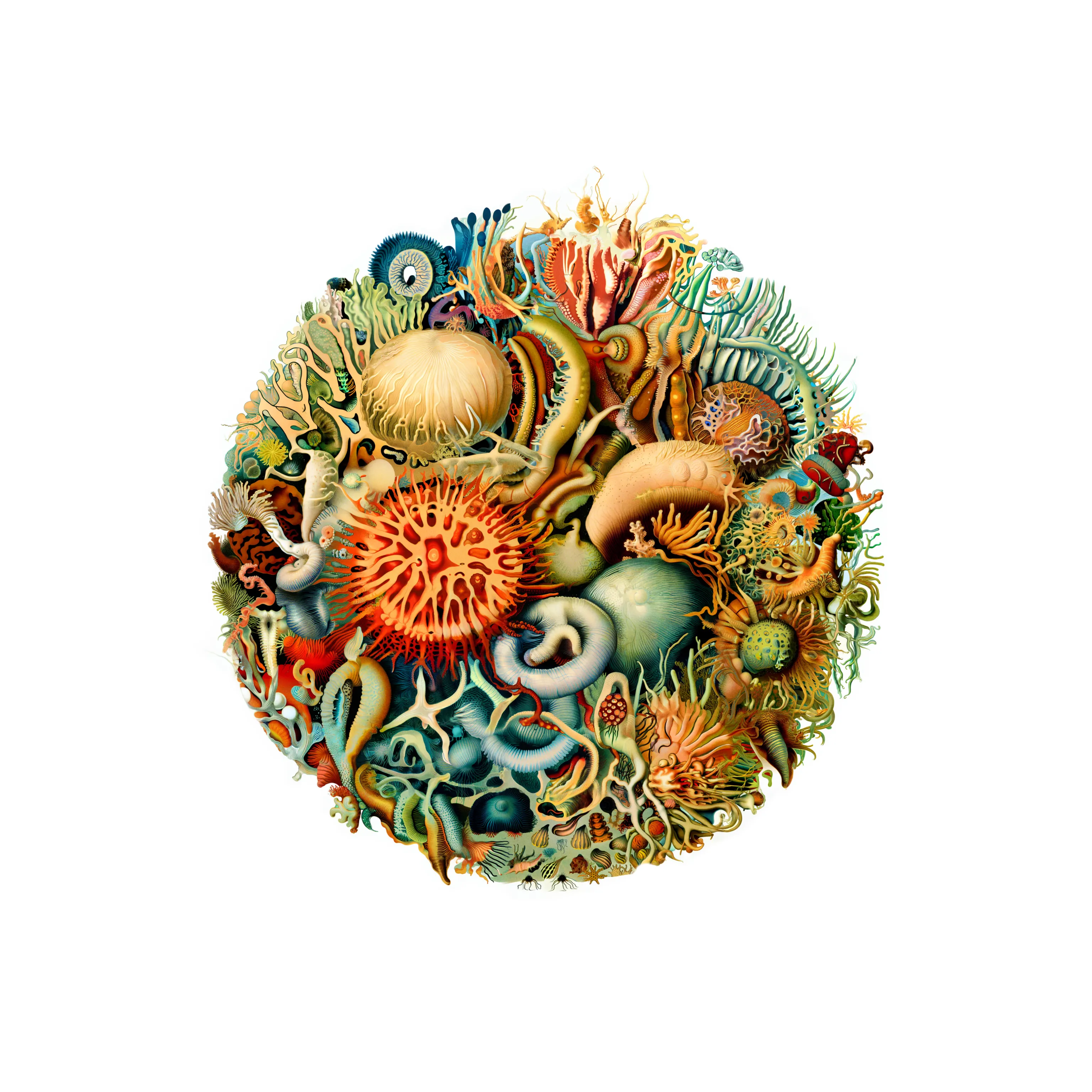 When we examine even a tiny drop of water, we uncover thriving communities of life and interconnections. It is easy to see each drop as a self-contained world, bounded by surface tension. However, given the opportunity, even the smallest of these ecosystems will blend with other bodies of liquid, altering the life forms and composition within. This series represents a collection of samples taken from the same intertidal area of artificial life, forming a collection of microscopic worlds, all seemingly singular, yet patiently waiting for the chance to blend into something greater.