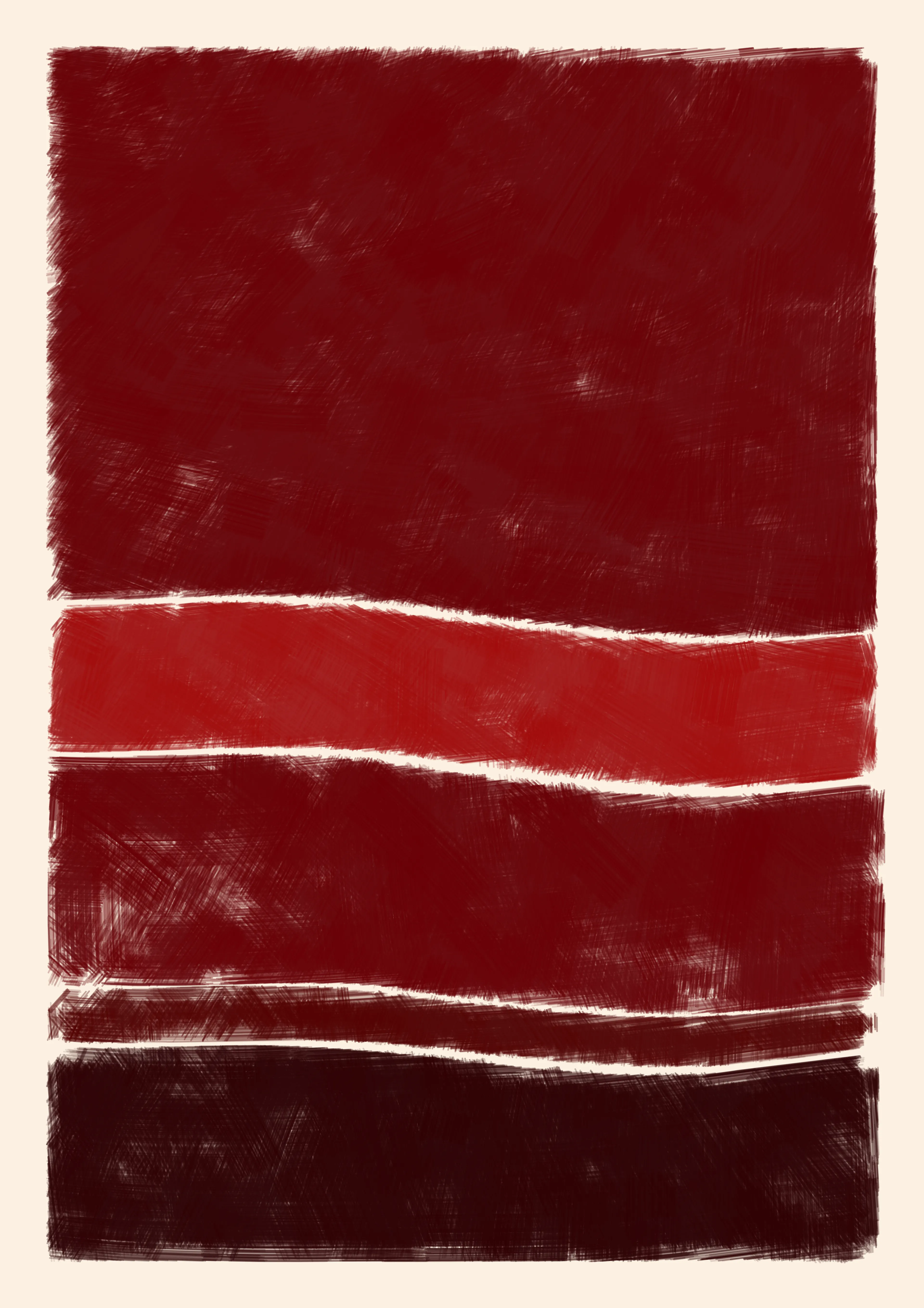 Growth is often found at the furthest ends of the emotional scale. Here, with 75 curated outputs, the Computer attempts to translate an array of emotional states using a flow of colour.

These slices of emotion play out on the canvas like musical notes. Sometimes they appear free flowing and long lasting, while at other times fractured and interrupted. Viewers are invited to relate these scales of colour with moments from their own experiences.

This system pays homage to the Atmospheric Effects series by Alma Thomas.