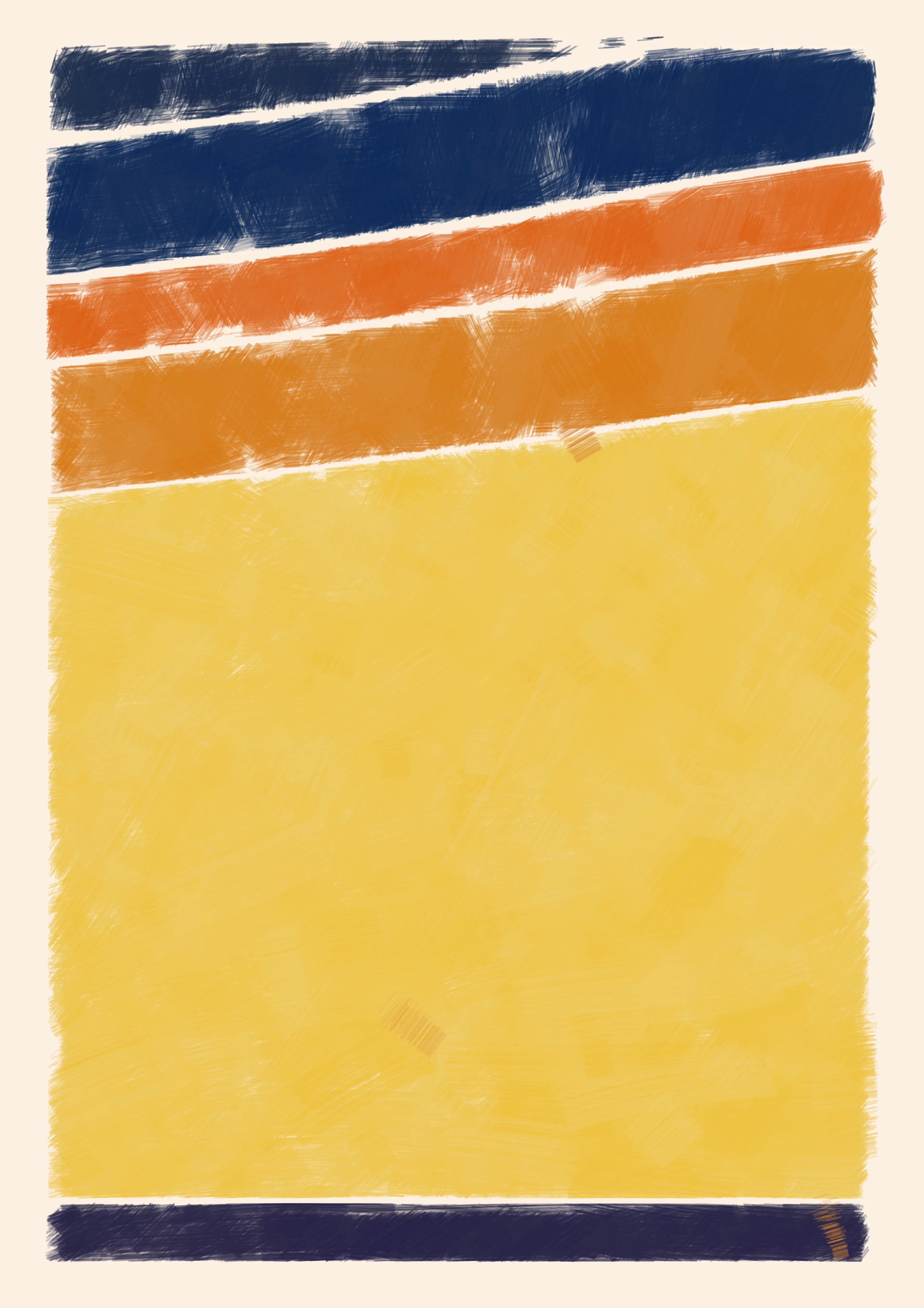 Growth is often found at the furthest ends of the emotional scale. Here, with 75 curated outputs, the Computer attempts to translate an array of emotional states using a flow of colour.

These slices of emotion play out on the canvas like musical notes. Sometimes they appear free flowing and long lasting, while at other times fractured and interrupted. Viewers are invited to relate these scales of colour with moments from their own experiences.

This system pays homage to the Atmospheric Effects series by Alma Thomas.