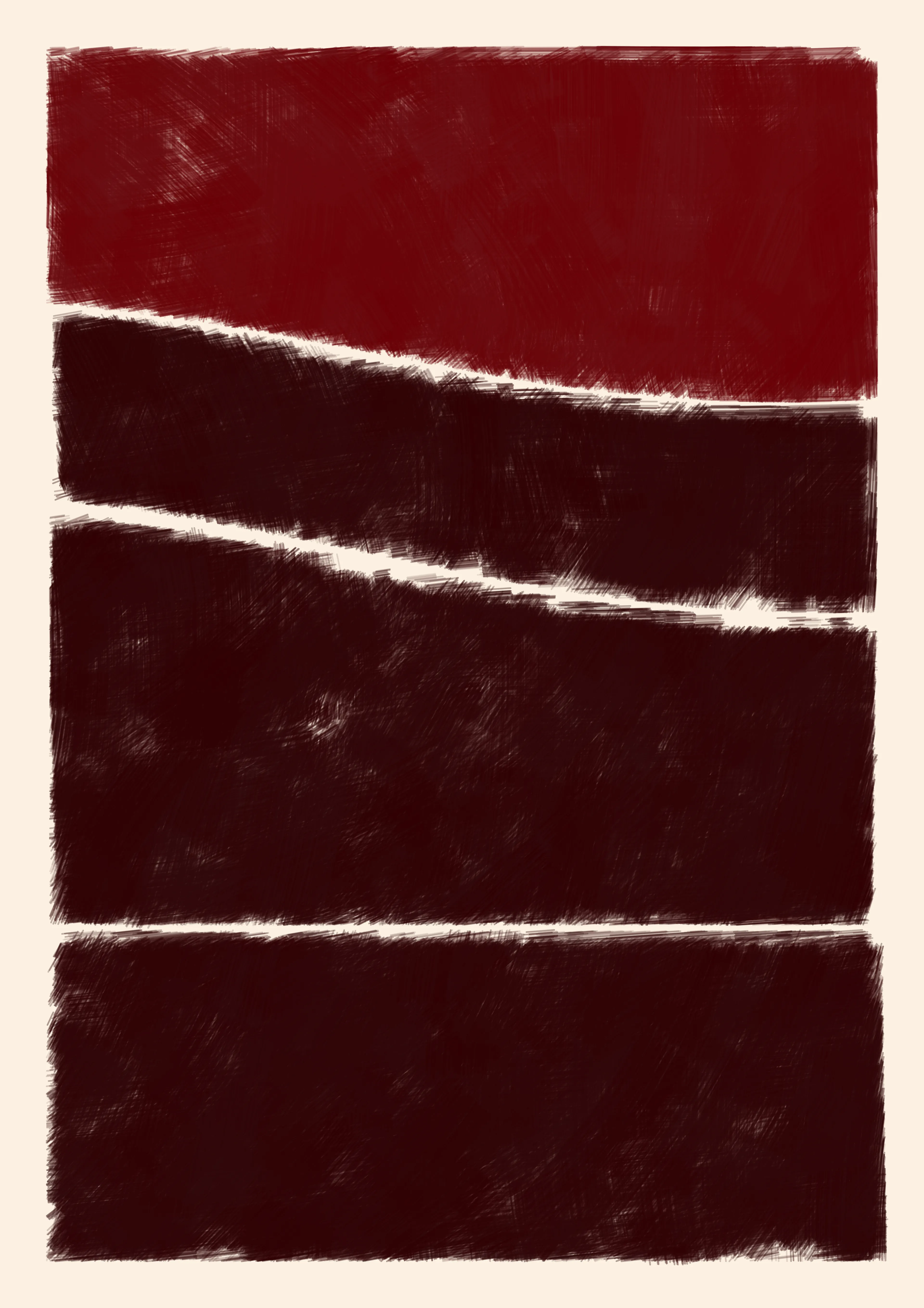 Growth is often found at the furthest ends of the emotional scale. Here, with 75 curated outputs, the Computer attempts to translate an array of emotional states using a flow of colour.

These slices of emotion play out on the canvas like musical notes. Sometimes they appear free flowing and long lasting, while at other times fractured and interrupted. Viewers are invited to relate these scales of colour with moments from their own experiences.

This system pays homage to the Atmospheric Effects series by Alma Thomas.