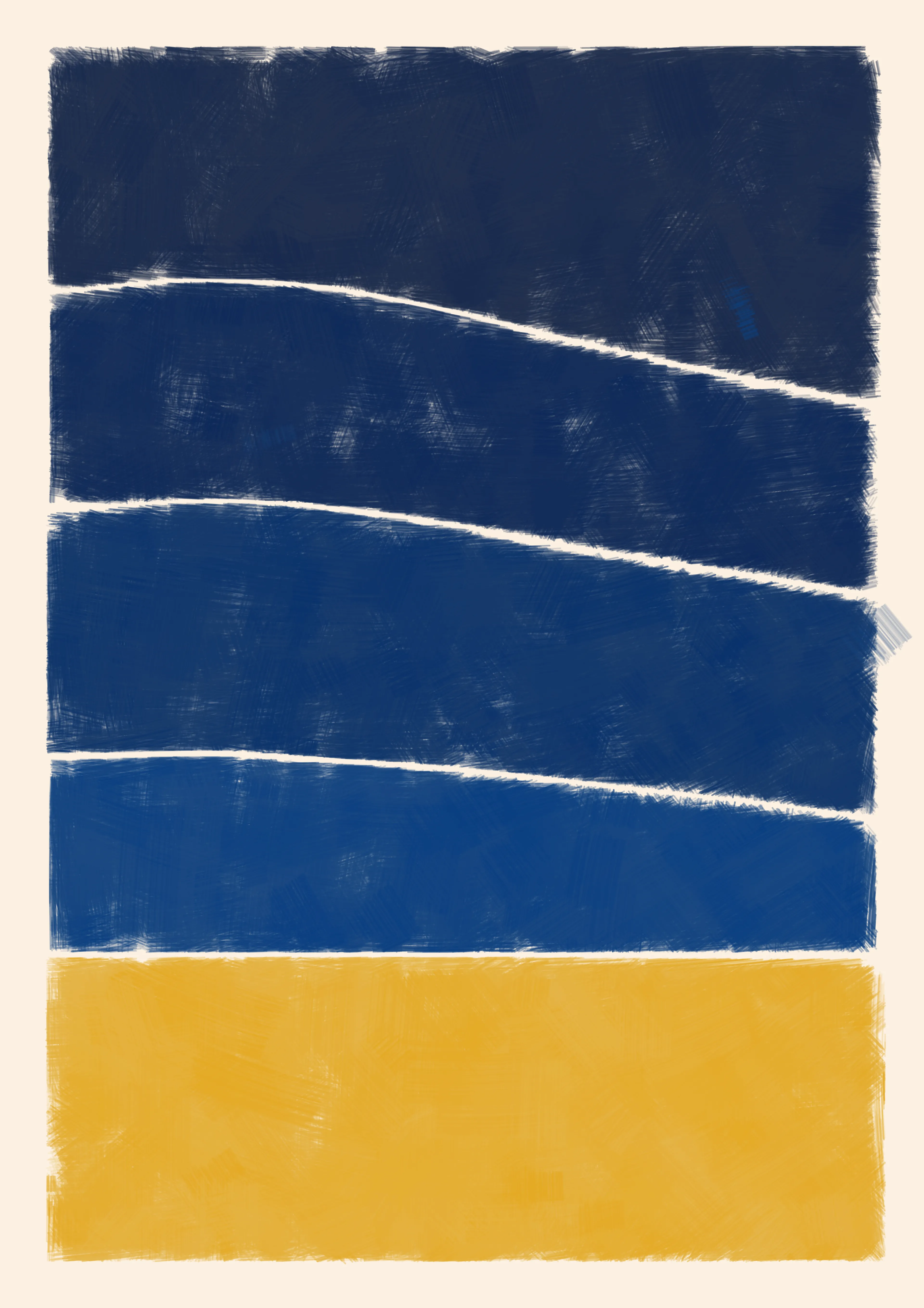 Growth is often found at the furthest ends of the emotional scale. Here, with 75 curated outputs, the Computer attempts to translate an array of emotional states using a flow of colour.

These slices of emotion play out on the canvas like musical notes. Sometimes they appear free flowing and long lasting, while at other times fractured and interrupted. Viewers are invited to relate these scales of colour with moments from their own experiences.

This system pays homage to the Atmospheric Effects series by Alma Thomas.