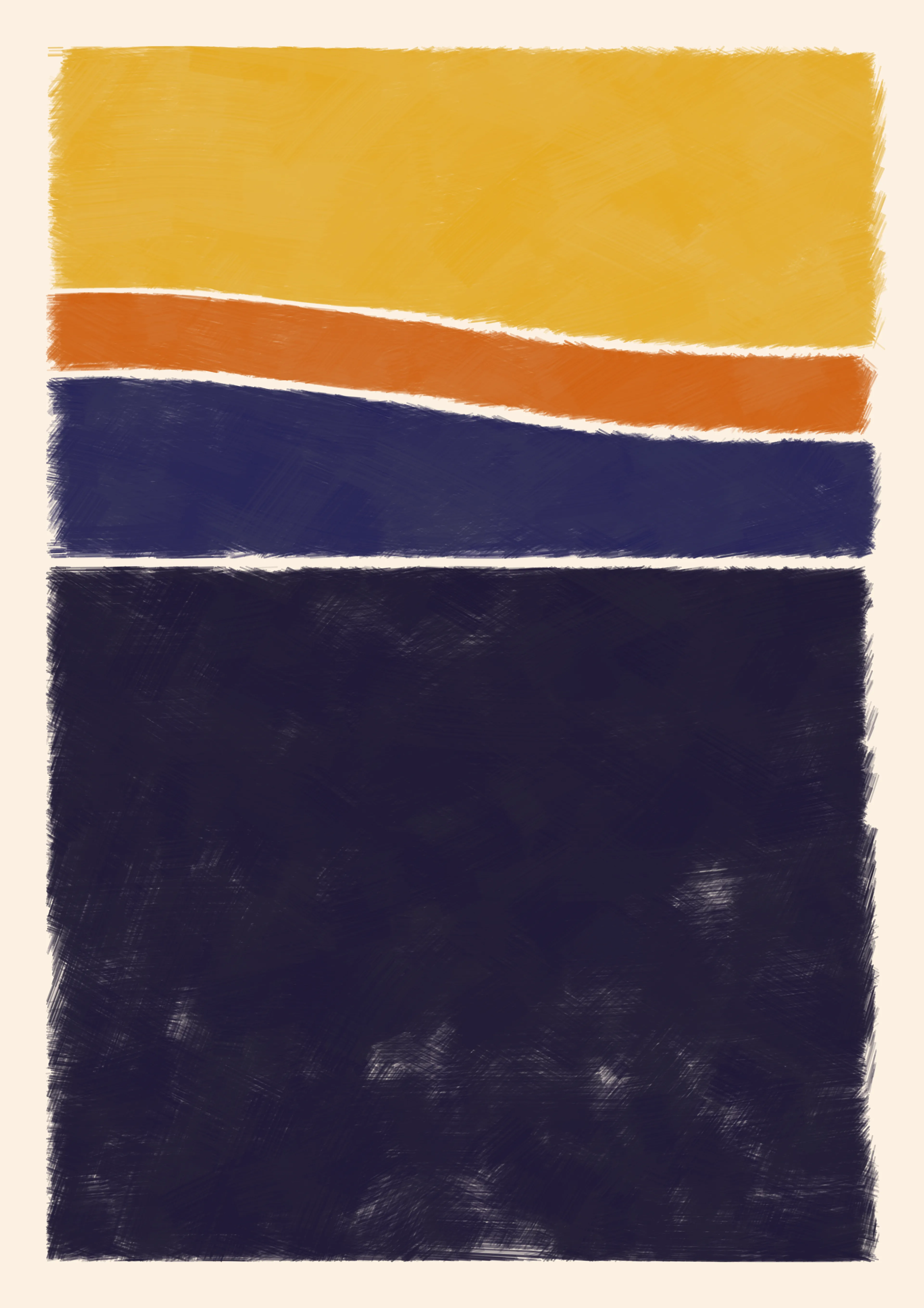Growth is often found at the furthest ends of the emotional scale. Here, with 75 curated outputs, the Computer attempts to translate an array of emotional states using a flow of colour.

These slices of emotion play out on the canvas like musical notes. Sometimes they appear free flowing and long lasting, while at other times fractured and interrupted. Viewers are invited to relate these scales of colour with moments from their own experiences.

This system pays homage to the Atmospheric Effects series by Alma Thomas.