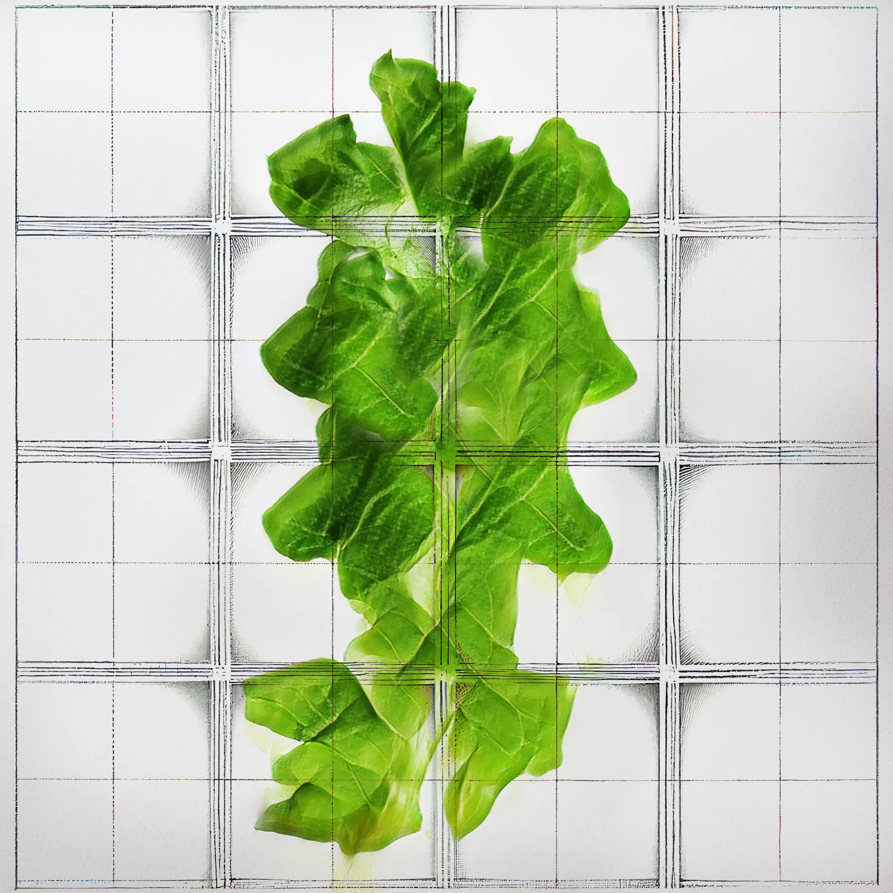 Welcome to NeuralBricolage's veGAN Grande Finale, a hundred and one new unique latenttuce cultivars, this time grown on generative geometric grids to provide a framework for their growth. The latenttuce project has started more than 4 years ago with the main goal to present humble and familiar vegetables afresh as unfamiliar and stunning. But oftentimes while pretty, salad leaves can’t stand on their own aesthetically - to show off their quiet organic beauty I contrasted it with the geometry of a grid adding it also as a metaphor for synergetic growth. As always, these cultivars are sourced from the NeuralBricolage terroir, ensuring their unique origin and quality. Enjoy the last harvest season!
