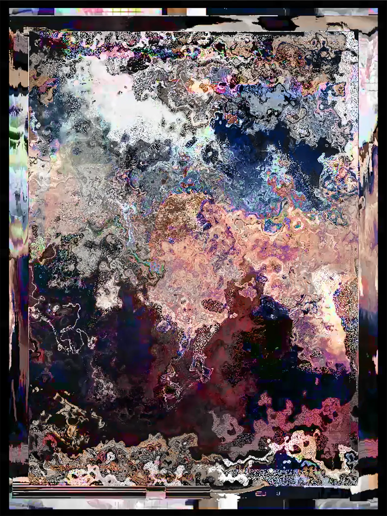 "Four Seasons"
01.01.2023 - 27.03.2024

1/1

The conclusion of the series.

"Four Seasons" exists as a 16 month retrospective diary entry that maps the entire project, shifting and changing tonally throughout the seasons as a visual sound score and data painting.

Utilising a drone-esque soundscore coupled with piano movements I’ve written, contrasting frequencies interlace to highlight the dance between darkness and light throughout the year.

Created by layering together and manually manipulating tones and gestures, the final sequence is guided by a manual displacement map of the paintings in the series forming a visual narrative that embodies the year, but existing as the ghost in the machine, a data painting.

The sound score I’ve composed consists of a melancholic piano piece, juxtaposed with the hyper-manipulated synthesiser tones and drone metal guitar, all inspired by the music I’ve grown up with.

"Four Seasons" is intentionally more staccato than my previous installation work. This piece investigates how more data driven movements and frequencies interact with our psyche. 

As with Rothko’s Seagram Murals, intended scale is an important concept to consider when experiencing my moving image work. The piece is designed to exist on a screen as an intimate viewing experience, but also to be exploded out into large-scale environments such as museums and warehouses, where the audience can experience the work as if they’re stepping foot inside the ghost of a painting.

1:29
1280x1706px (larger file available for installation use)