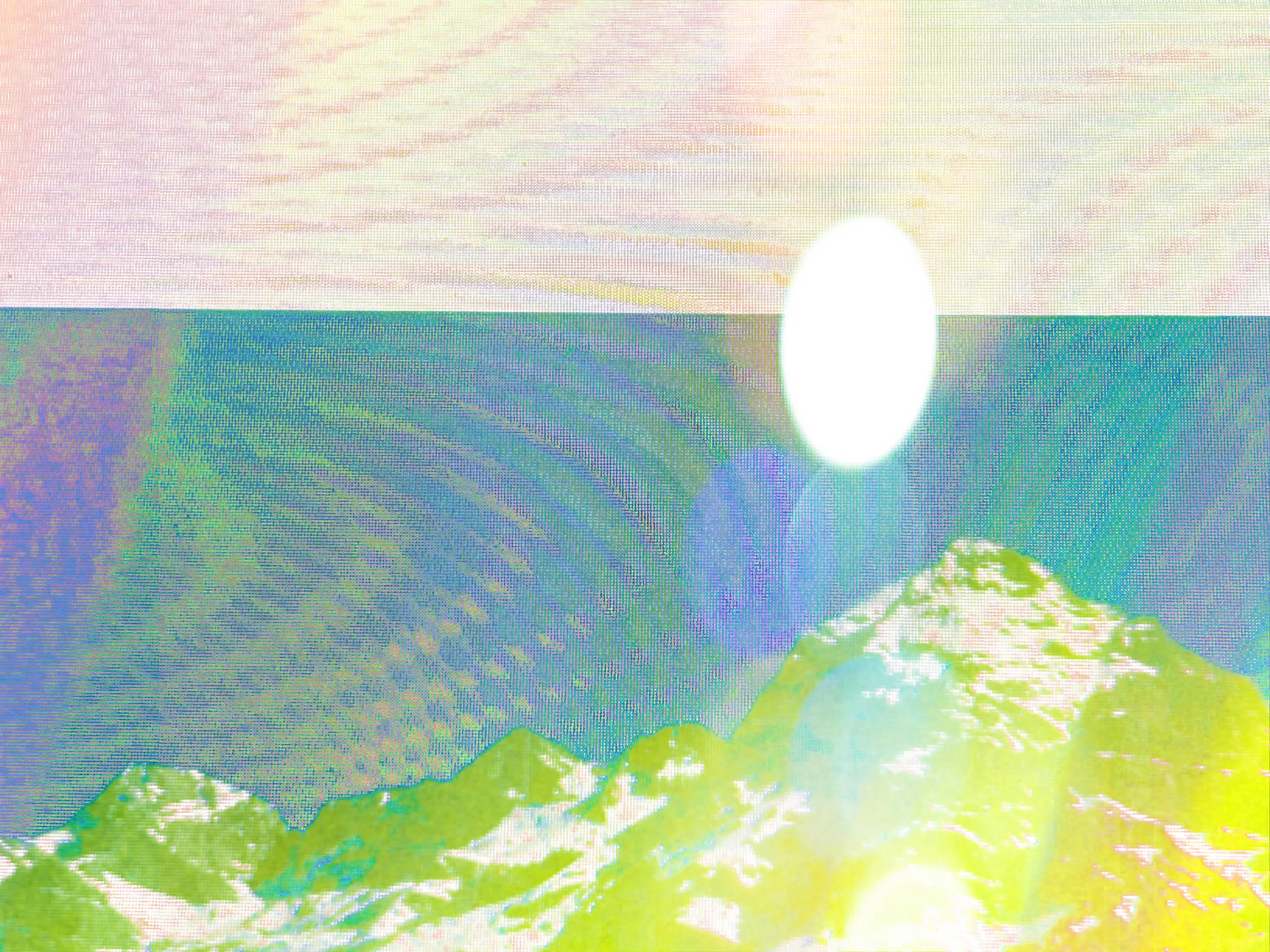 Assembly presents *Range: Of Swiss Fort Knox* by Penelope Umbrico. Building on her Range series, this collection was made specifically for the blockchain and focuses on Swiss Fort Knox, an underground data center in the Swiss Alps that provides "long-term access to our digital cultural and scientific assets." After sourcing internet images tagged “Swiss Fort Knox,” she photographs the images on the screen with her iPhone, processing them through the camera app filters that simulate “mistakes” of analogue photography. Hallucinogenic colors blend with disorienting effects of the device’s gravity sensor to dislodge any perception of stability in the mountain, the data center, and the photographic medium. The data center (a contemporary cultural repository) melds with the supposed stability of the mountain range (one of the oldest sites of spiritual contemplation) and is destabilized through the generative changes of each iteration, yet now remains fixed in time through the blockchain.